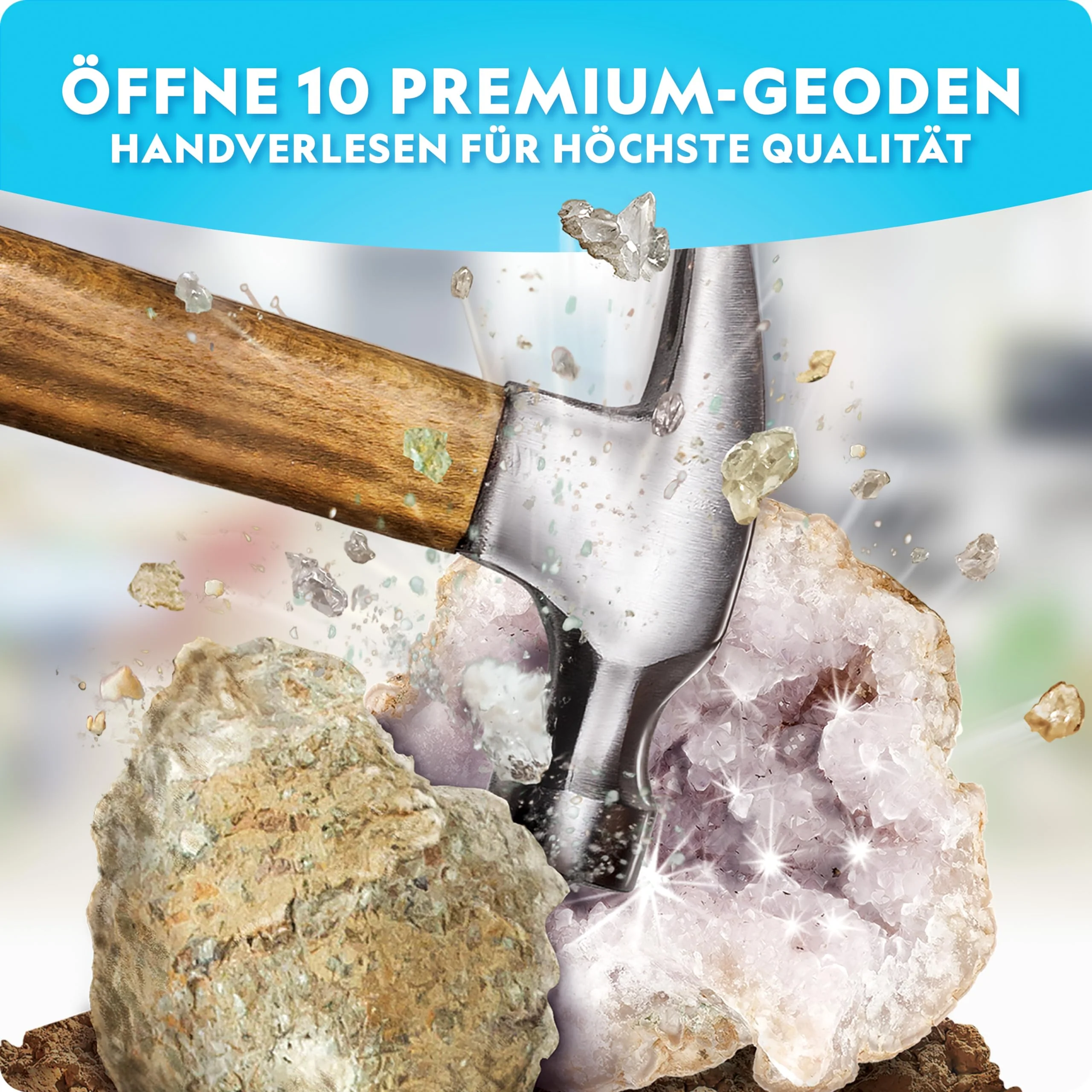 Blue Marble NATIONAL Geographic 10 Premium-Geoden zum Aufbrechen – Inkl. Schutzbrille & Ständer – Mint-Experimentierset, Geologie-Geschenk für Kinder - Image 6