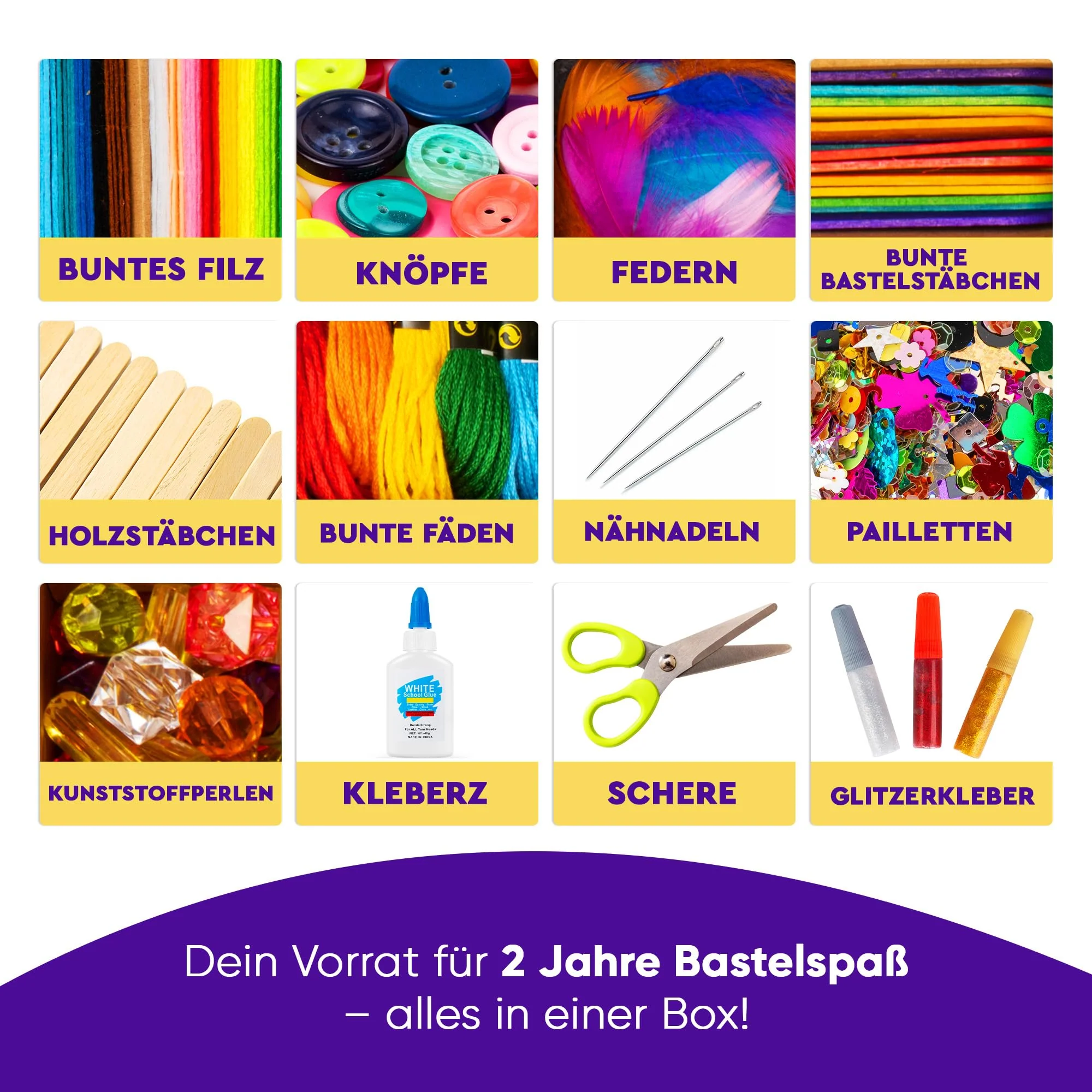 Blue Squid Bastelset für Kinder - 3000Pcs Bastelbox bastelkoffer- Basteln für alter ab 4,5,6,7,8,9,10,11,12 Jahre - Deluxe Bastelsachen, kinder bastelset, bastelpapier set, bastelkoffer bastelmaterial - Image 3