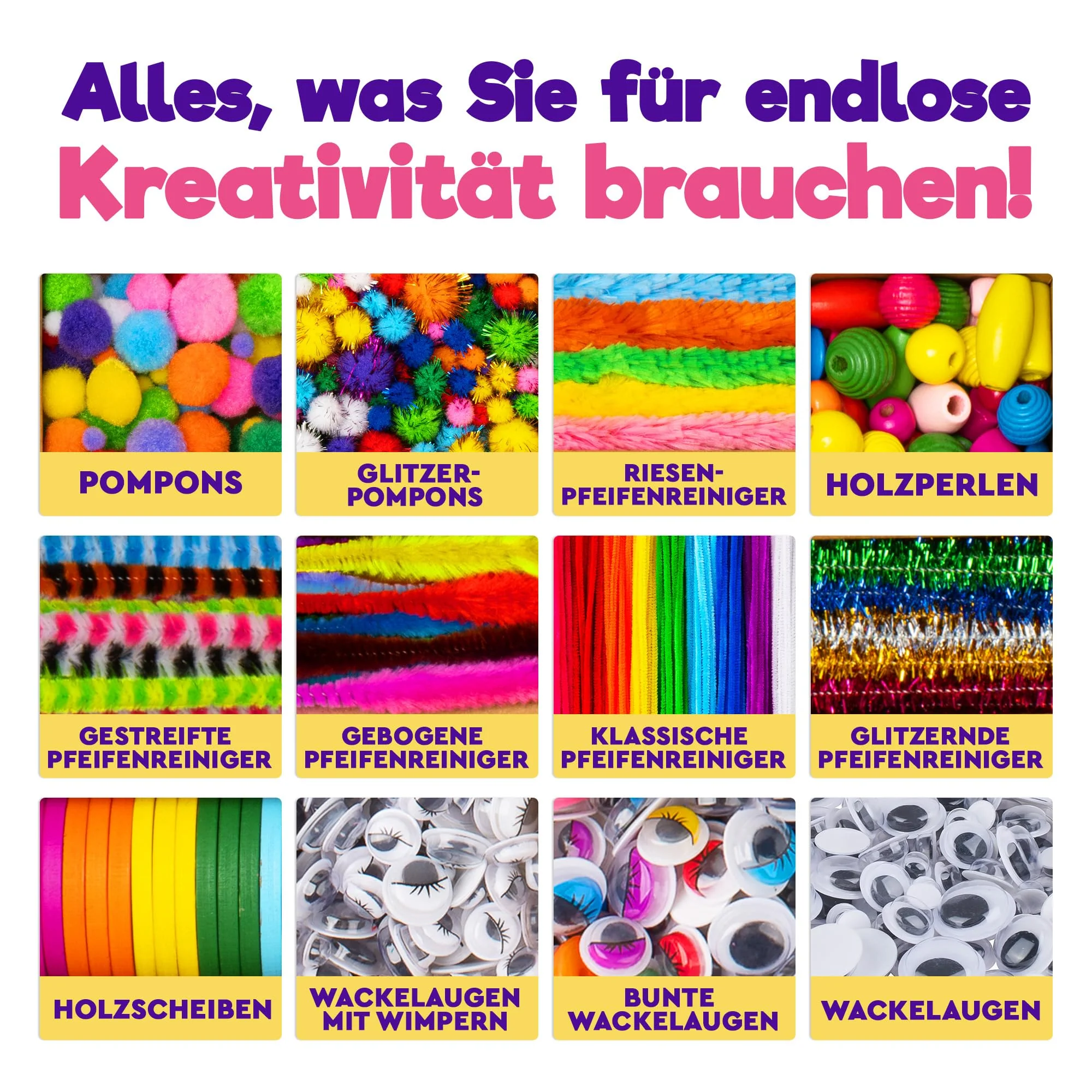 Blue Squid Bastelset für Kinder - 3000Pcs Bastelbox bastelkoffer- Basteln für alter ab 4,5,6,7,8,9,10,11,12 Jahre - Deluxe Bastelsachen, kinder bastelset, bastelpapier set, bastelkoffer bastelmaterial - Image 4