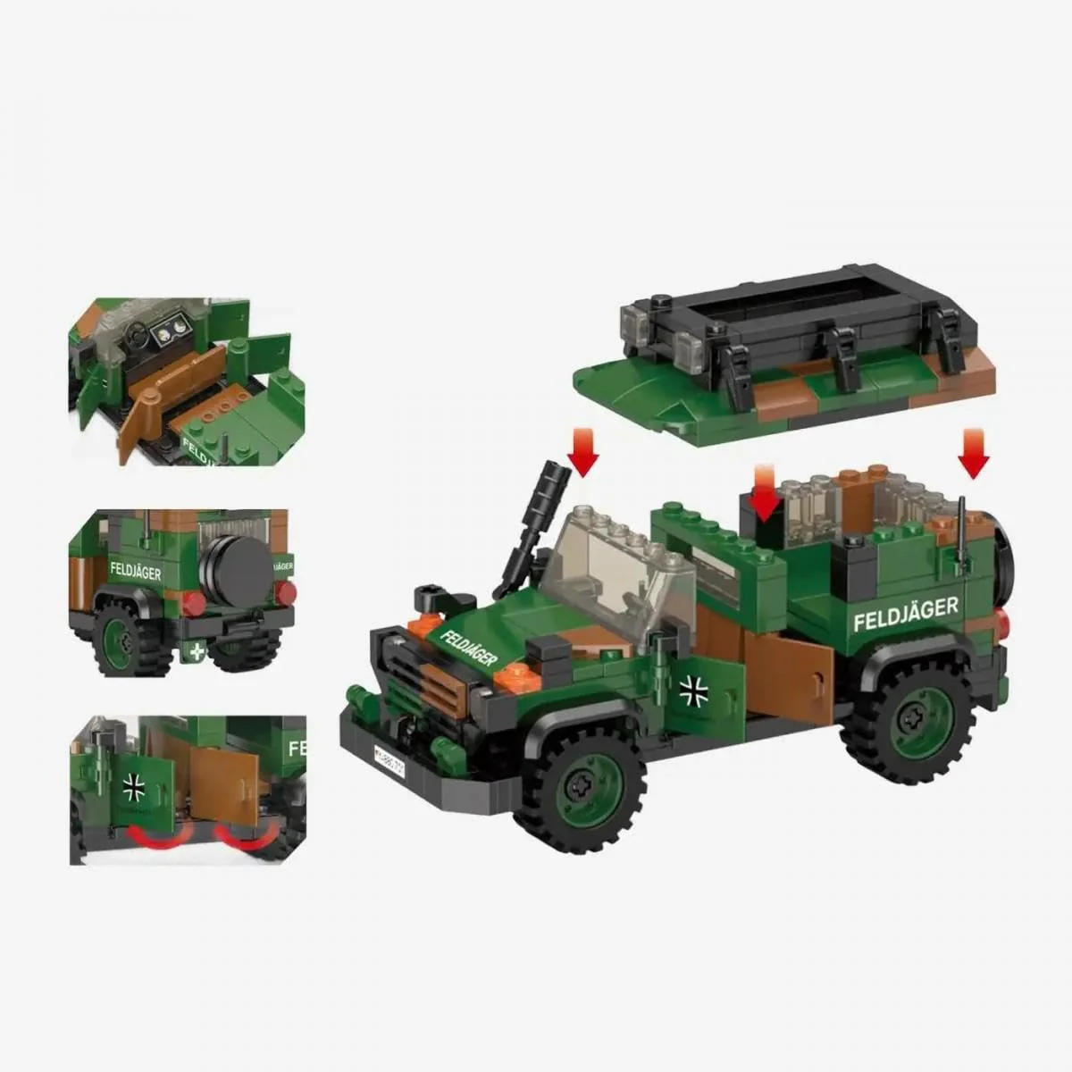 BlueBrixx Pro 107590 – Geländewagen Wolf, Bundeswehr aus Klemmbausteinen mit 248 Bauelementen. Kompatibel mit Anderen Klemmbausteinherstellern. Lieferung in Originalverpackung. - Image 4