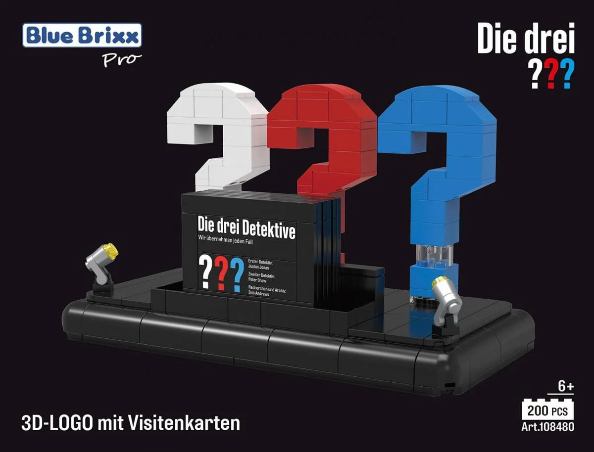 BlueBrixx Pro 108480 – Die DREI ???: 3D-Logo mit Visitenkarte aus Klemmbausteinen mit 200 Bauelementen - Image 3