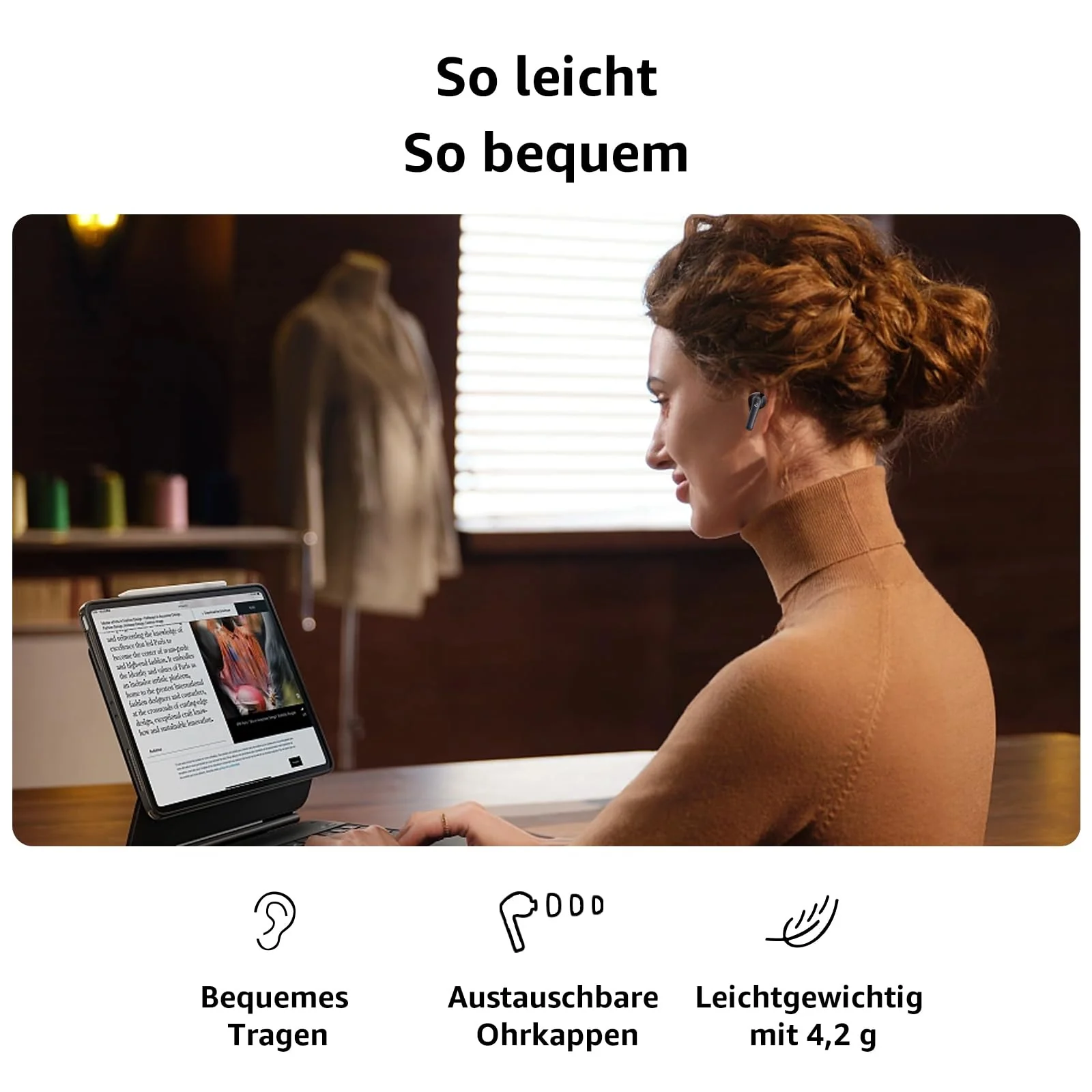 Bluetooth Kopfhörer, Kopfhörer Kabellos Bluetooth 5.3 mit 6 ENC Mikrofon, In Ear kopfhörer Bluetooth mit HiFi Stereo Tiefer Bass, Lärmminderung, 50Std Spielzeit, IPX8 Wasserdicht Ohrhörer LED-Anzeige - Image 5