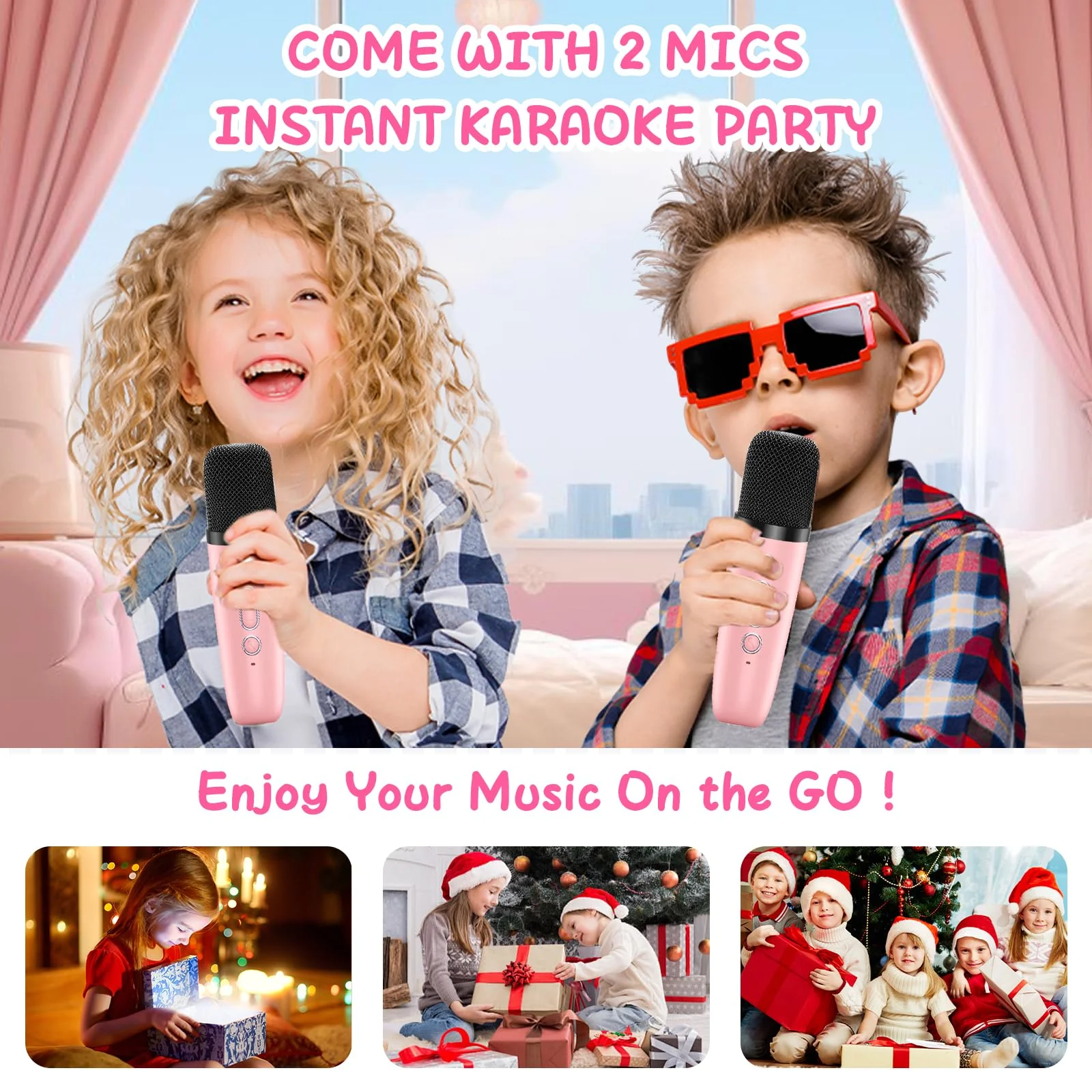 Bluetooth Mikrofon Karaoke, Drahtloses Tragbares LED Karaoke Mikrofon mit Lautsprecher Tonaufnahme für Zuhause Party, Kompatibel mit Android IOS PC - Geschenke für Erwachsene und Kinder - Image 4