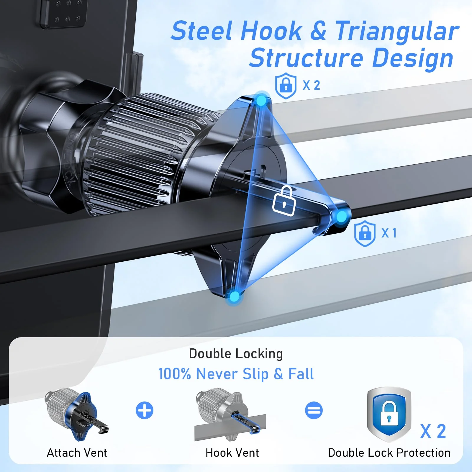 Blukar Handyhalterung Auto, Handyhalter für Autos Lüftung mit Upgraded Stabilere Version & EIN-Knopf-Release, 360° Drehbar KFZ Autohalterung für iPhone, Galaxy und Andere Android Smartphone - Image 7
