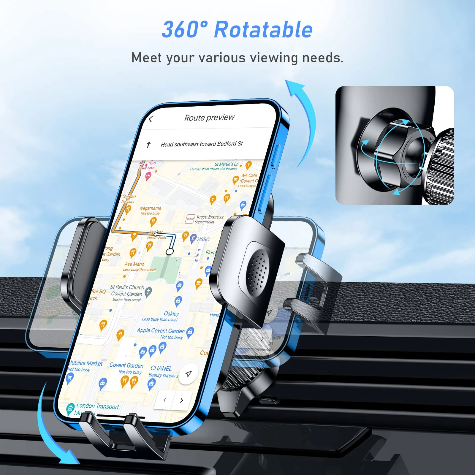 Blukar Handyhalterung Auto Lüftung, Handyhalter für Autos 360° Drehbar, KFZ Autohalterung mit Upgrade Stabilerem Hakenclip & EIN-Knopf-Release für iPhone, Galaxy und Alle 4,0-6,7 Zoll Smartphone - Image 5