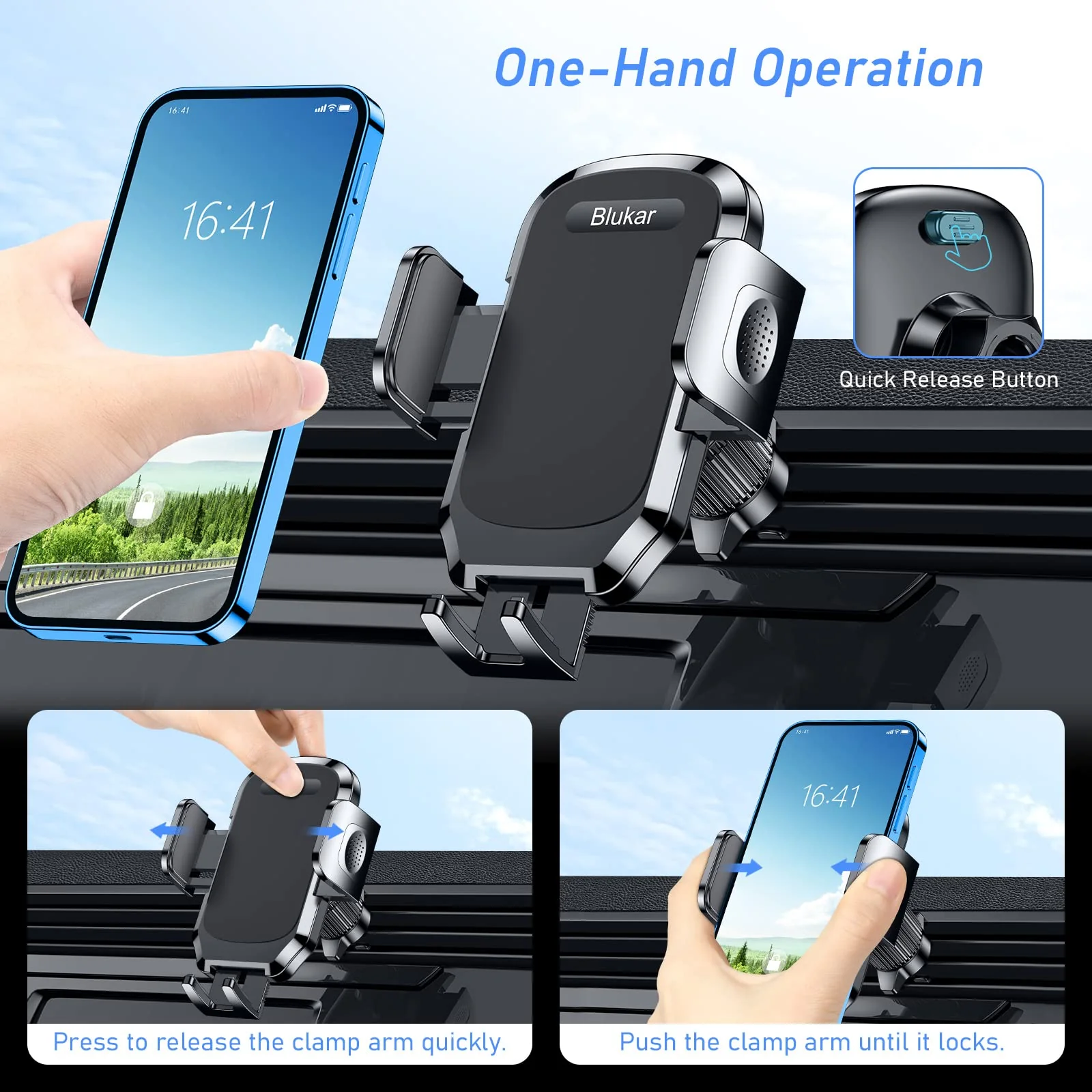 Blukar Handyhalterung Auto Lüftung, Handyhalter für Autos 360° Drehbar, KFZ Autohalterung mit Upgrade Stabilerem Hakenclip & EIN-Knopf-Release für iPhone, Galaxy und Alle 4,0-6,7 Zoll Smartphone - Image 7