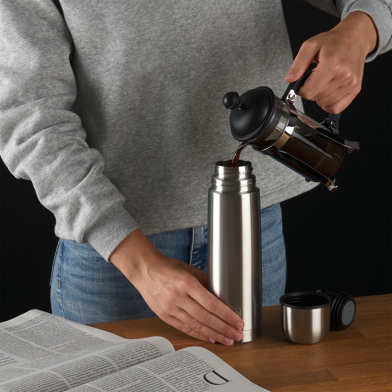 Blumtal® Thermosflasche 350 ml - BPA-freie Thermoskanne für warm&kalt - auslaufsichere Isolierflasche 350ml aus Edelstahl rostfrei - Thermoskanne mit Becher - Thermoskanne Tee - Isolierkanne - Schwarz - Image 15