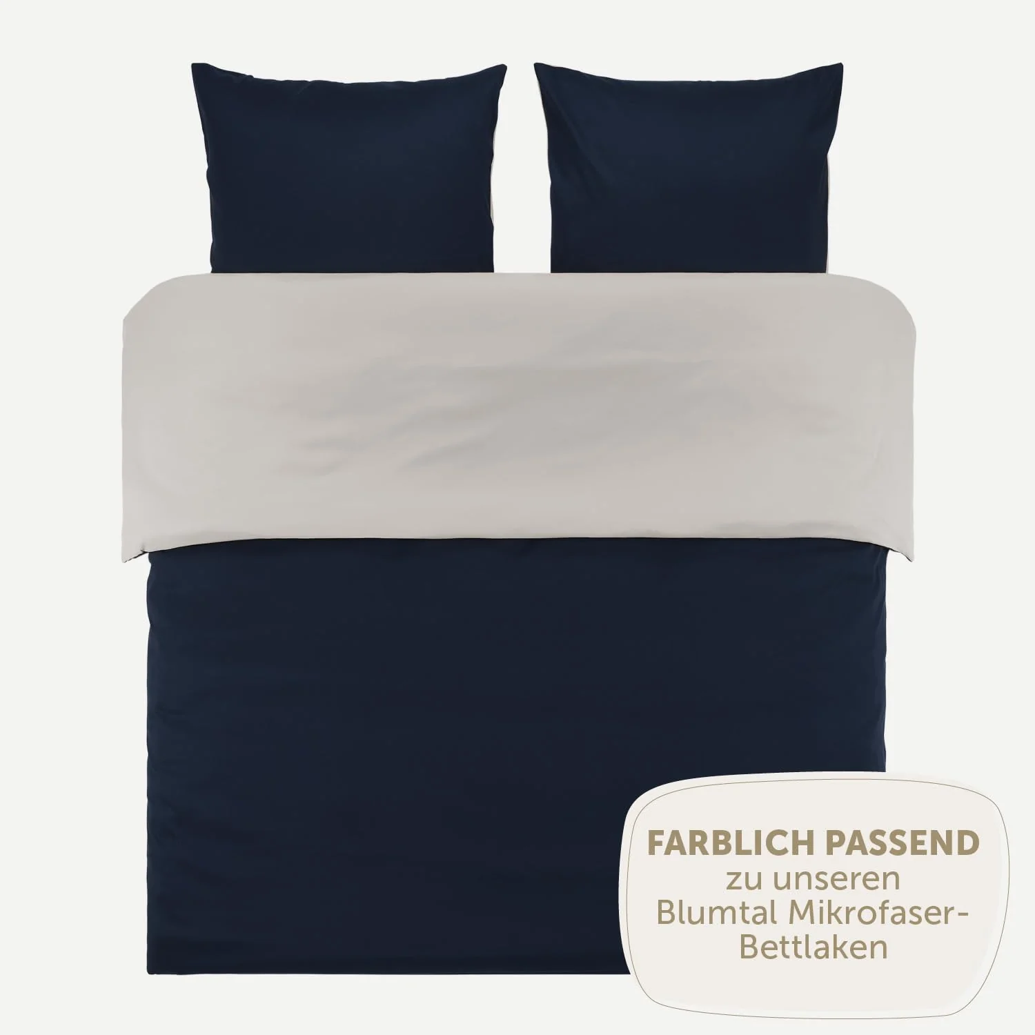 Blumtal Premium Duvet Cover Set 120 - Extra Soft Microfibre 135 x 200cm & 80 x 80cm Fluffy and Soft Bedding, Luxury Bed Covers, from Single to Superking Size Dark Ocean Blue/Moonlight Grey - Image 2