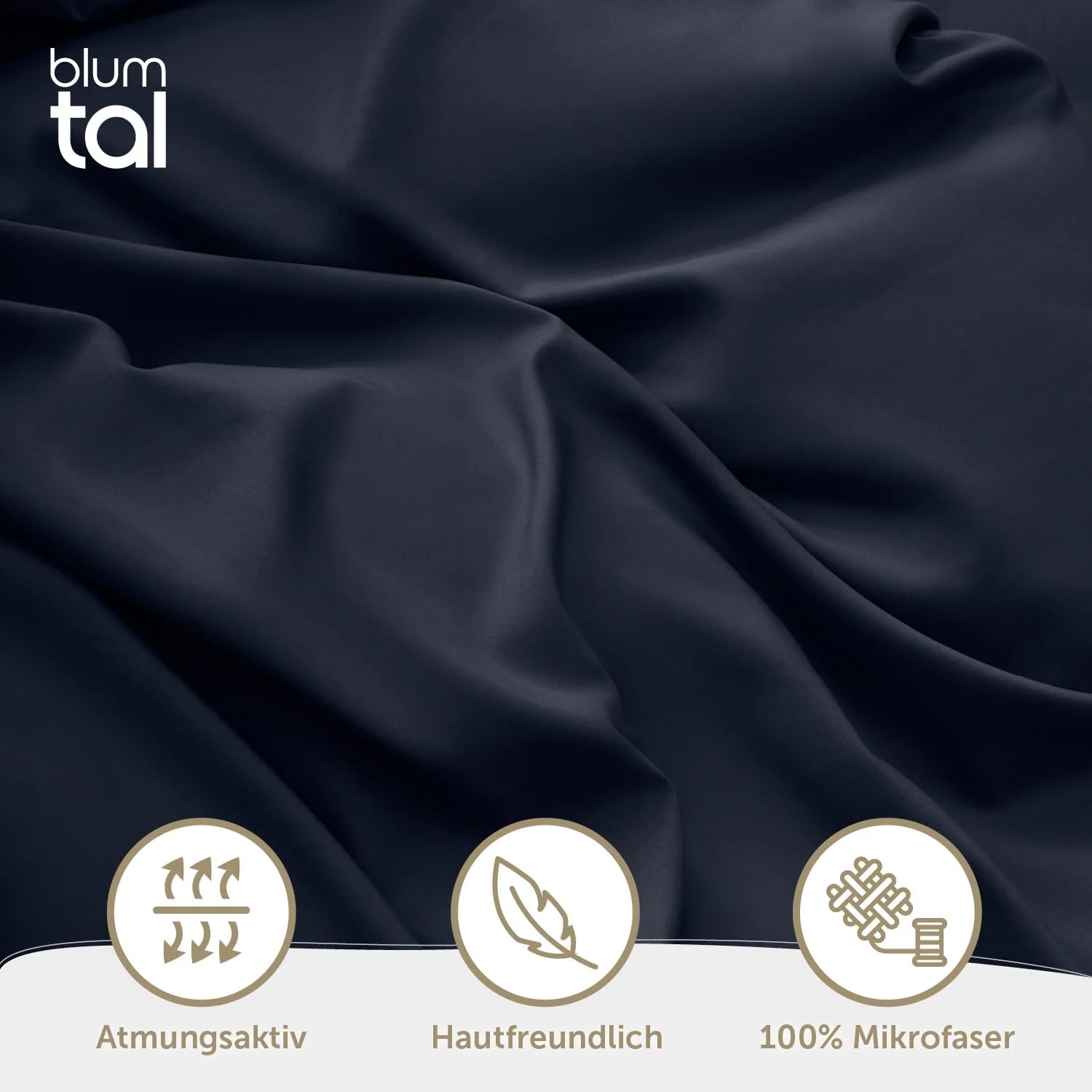 Blumtal Premium Duvet Cover Set 120 - Extra Soft Microfibre 135 x 200cm & 80 x 80cm Fluffy and Soft Bedding, Luxury Bed Covers, from Single to Superking Size Dark Ocean Blue/Moonlight Grey - Image 3