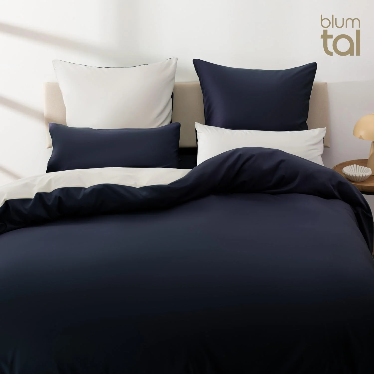 Blumtal Premium Duvet Cover Set 120 - Extra Soft Microfibre 135 x 200cm & 80 x 80cm Fluffy and Soft Bedding, Luxury Bed Covers, from Single to Superking Size Dark Ocean Blue/Moonlight Grey - Image 6
