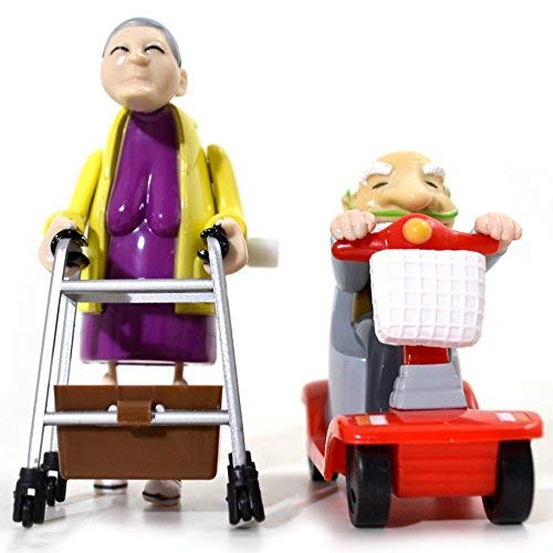 Bluw B00G1212 27470 Rennen Oma und Opa, Aufziehspielzeug, Kunststoff, 2er Set-das Grannies Geschenk für Großeltern Aufziehfiguren mit Rollator und Mobil - Image 6