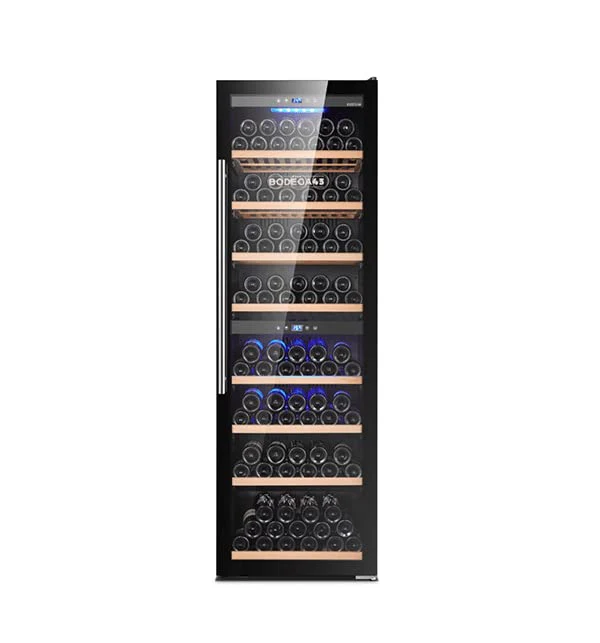 BODEGA43-180 Weinkühlschrank Freistehend Groß - Weinklimaschrank mit 2 Zonen, 5-20 ºC, 480 Liter, 180 Flaschen, 8 Regaleinschübe, Vollglas-Designtür, Geräuscharm (41 dB) & sehr vibrationsarm, Schwarz - Image 4