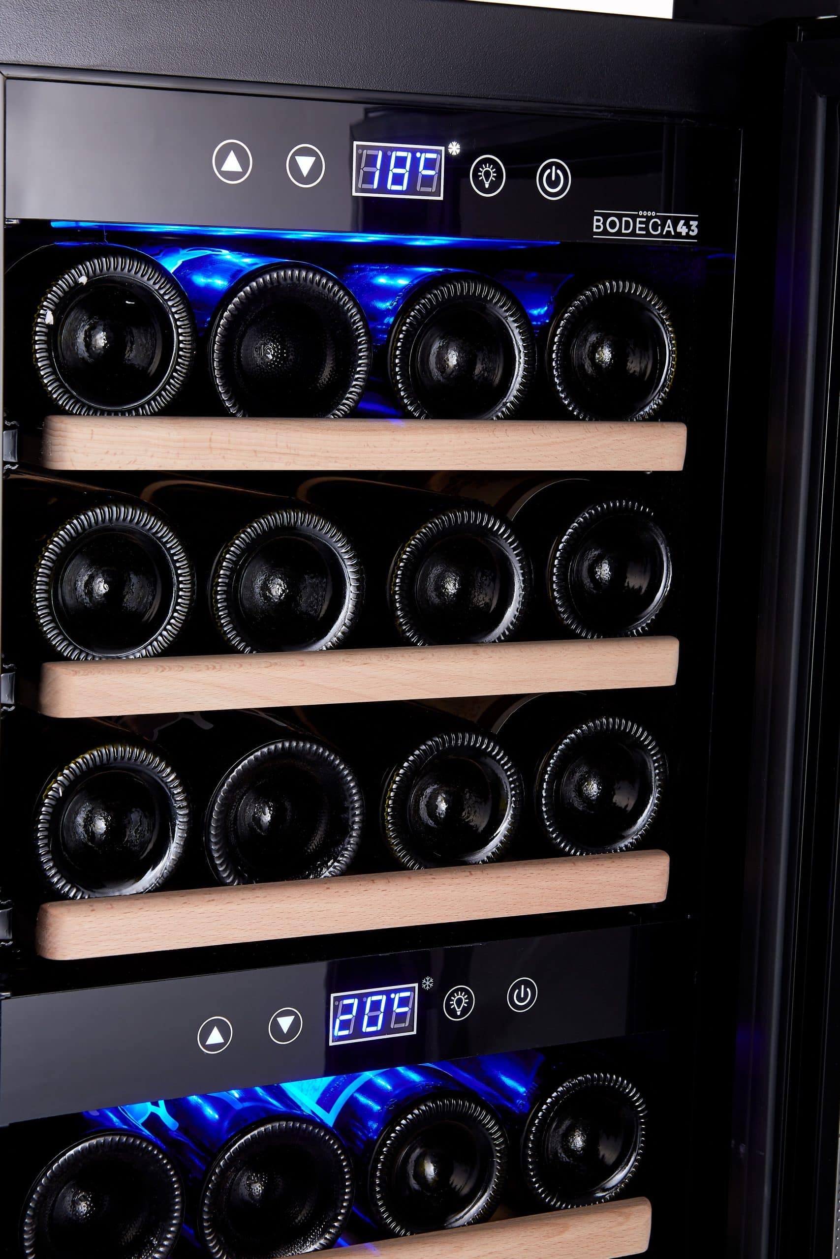 BODEGA43-24 Weinkühlschrank - Weinkühlschrank 2 Zonen, 5-20 ºC, 80 Liter, 24 Flaschen, 6 Regaleinschübe, Vollglas-Designtür mit Touchpanel, Geräuscharm (43 dB) & sehr vibrationsarm, Schwarz - Image 3