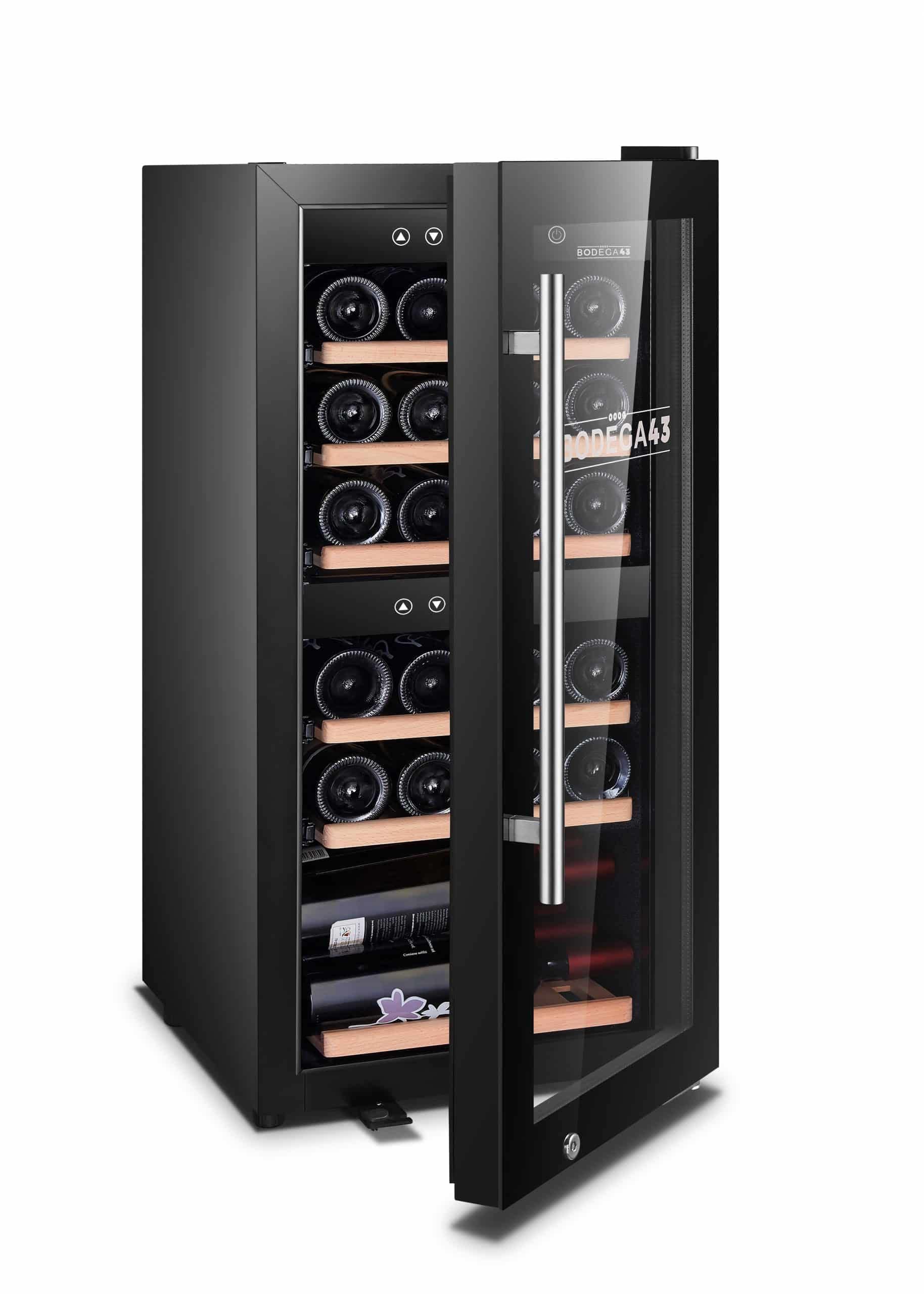 BODEGA43-24 Weinkühlschrank - Weinkühlschrank 2 Zonen, 5-20 ºC, 80 Liter, 24 Flaschen, 6 Regaleinschübe, Vollglas-Designtür mit Touchpanel, Geräuscharm (43 dB) & sehr vibrationsarm, Schwarz - Image 4