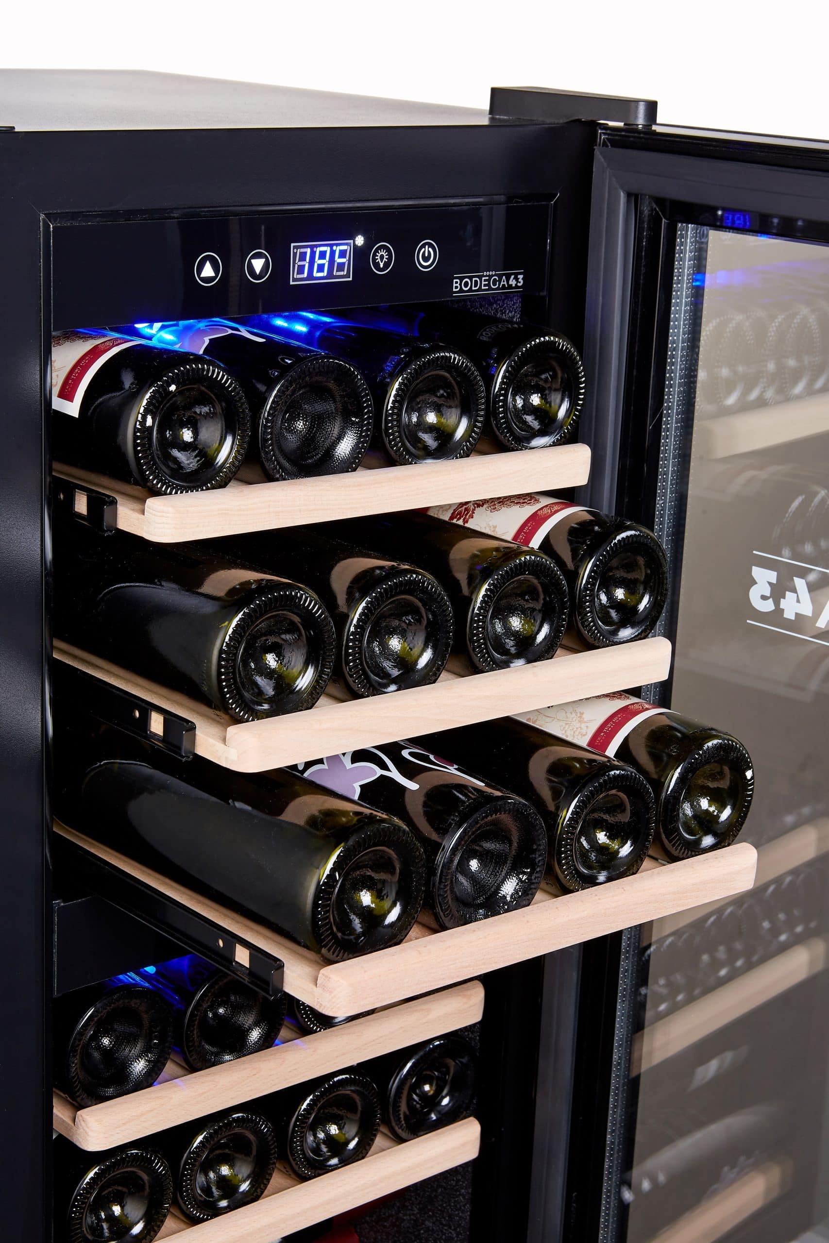 BODEGA43-24 Weinkühlschrank - Weinkühlschrank 2 Zonen, 5-20 ºC, 80 Liter, 24 Flaschen, 6 Regaleinschübe, Vollglas-Designtür mit Touchpanel, Geräuscharm (43 dB) & sehr vibrationsarm, Schwarz - Image 7