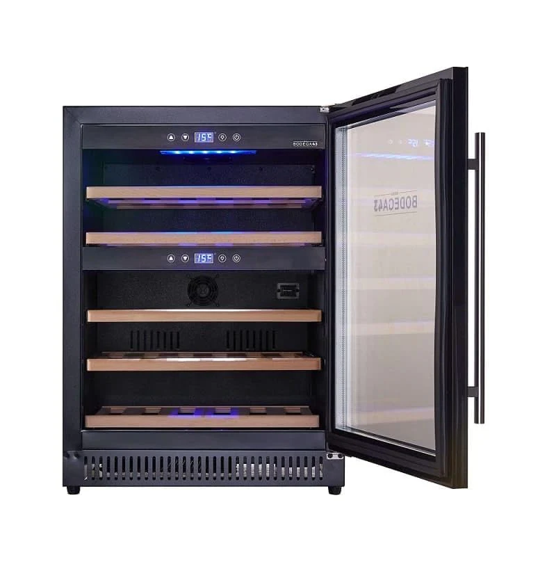 BODEGA43-40 Weinkühlschrank Einbau - Freistehend Weinklimaschrank mit 2 Zonen, 5-20 ºC, 130 Liter, 40 Flaschen, 6 Regaleinschübe, vibrationsarm, 40dB, Schwarz - Image 11