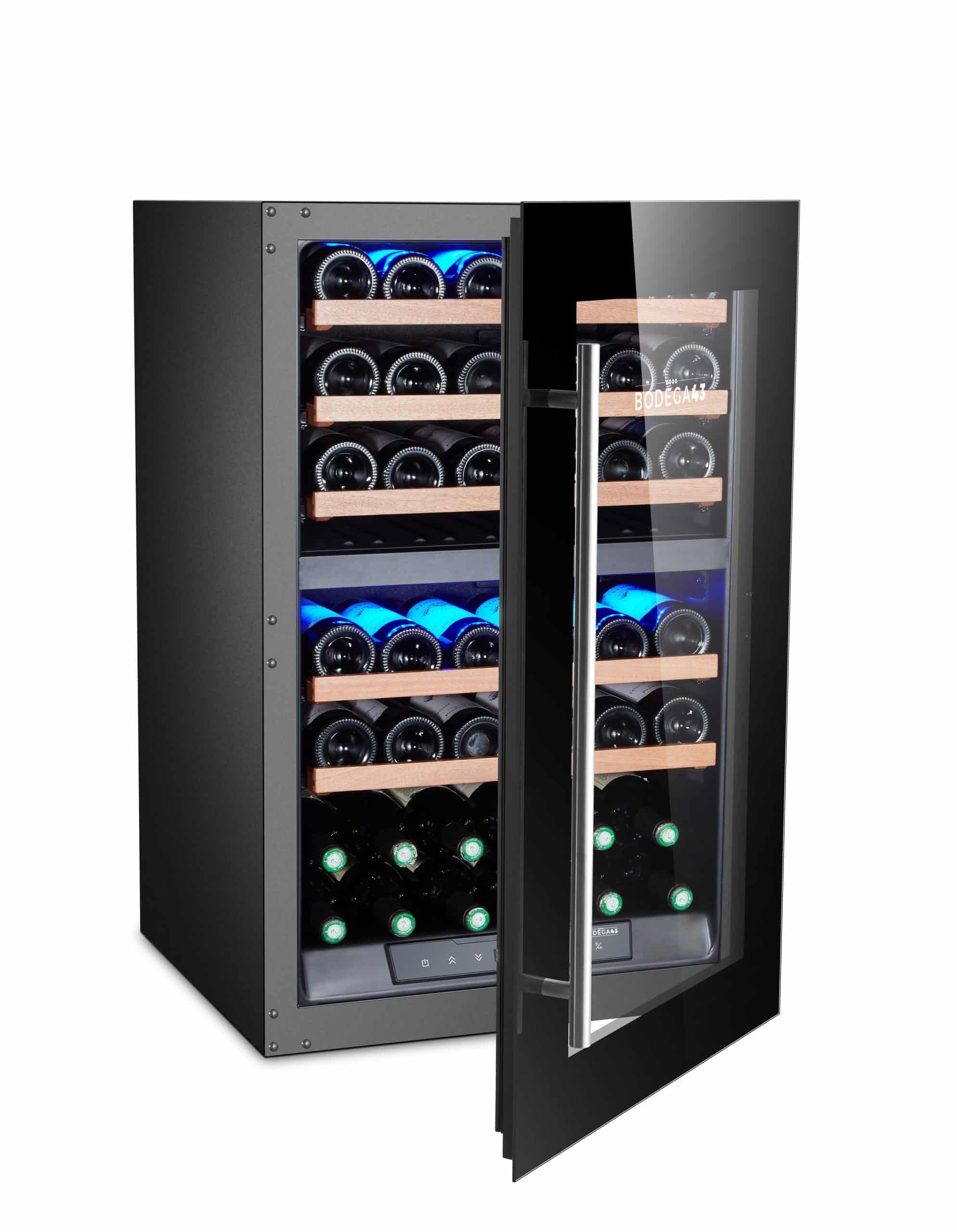 BODEGA43-42 Einbau Weinkühlschrank - Luxuriöse Weinklimaschrank mit 2 Zonen und digitalem Temperaturdisplay - 42 Flaschen, Vollglas-Designtür, 40 dB, 5 Ausziehbare Schubladen aus Birkenholz - Image 7