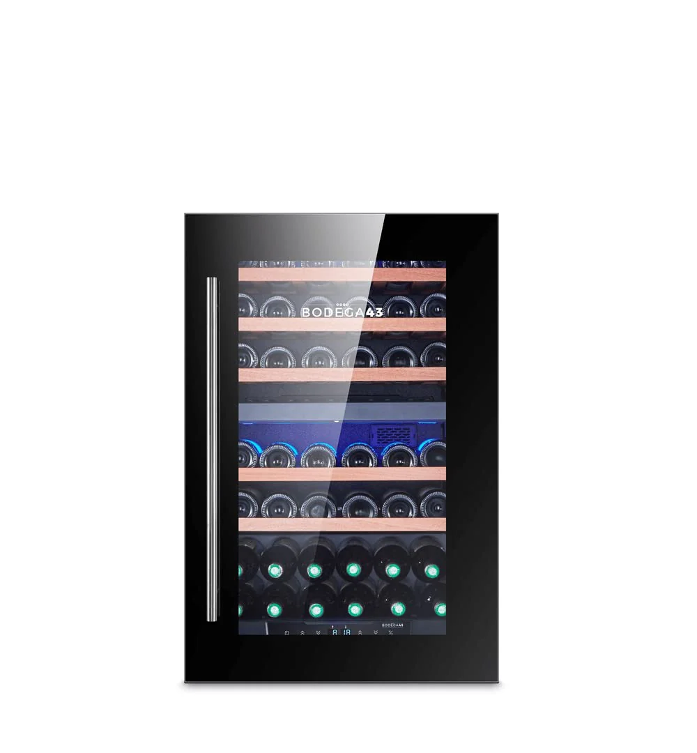 BODEGA43-42 Einbau Weinkühlschrank - Luxuriöse Weinklimaschrank mit 2 Zonen und digitalem Temperaturdisplay - 42 Flaschen, Vollglas-Designtür, 40 dB, 5 Ausziehbare Schubladen aus Birkenholz - Image 9