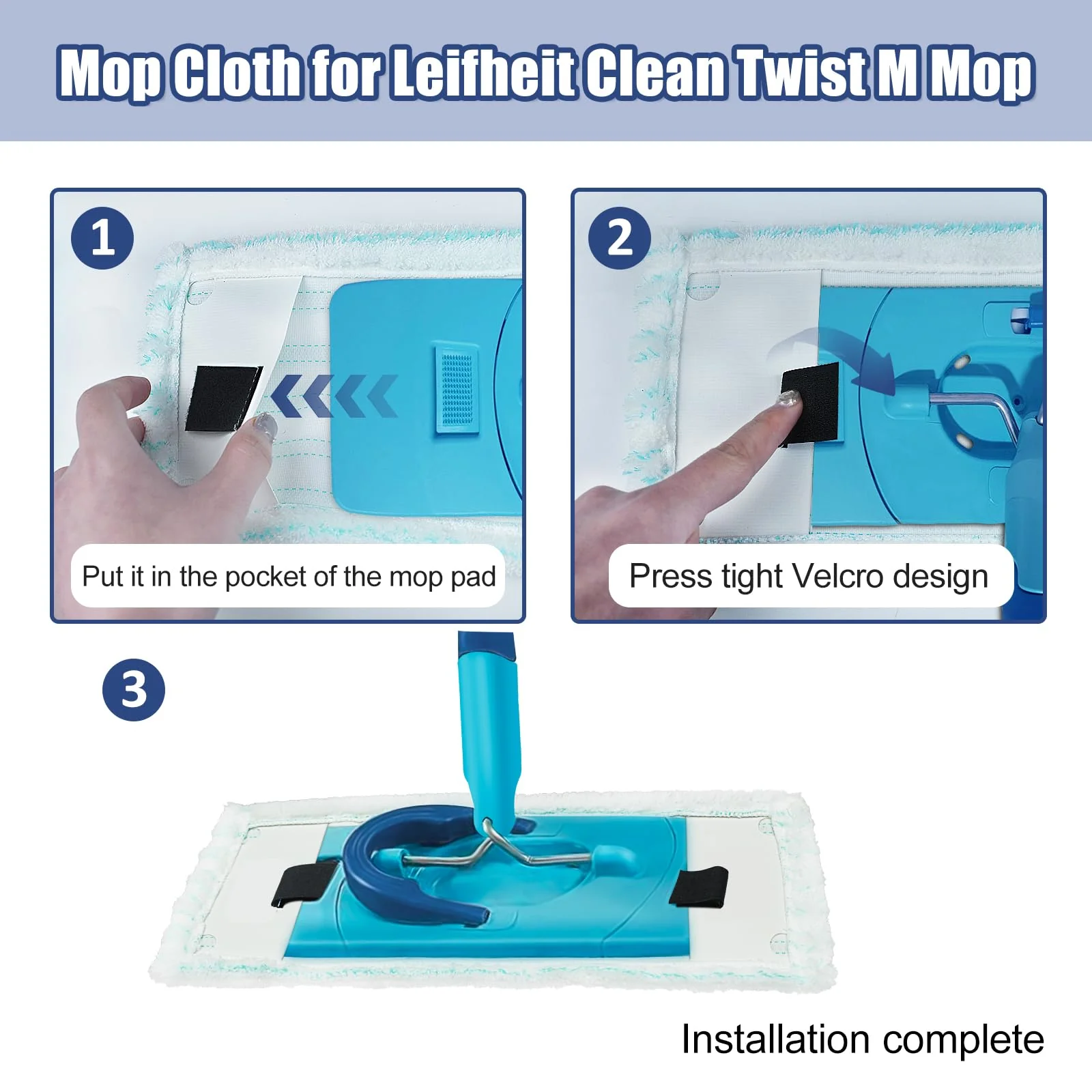 Bodenwischer Ersatzbezug, Wischmopp Bezug Kompatibel Mit Leifheit Clean Twist M Ergo Micro Wischbezüge Ersatz Mikrofaser Ersatzbezug für alle Böden 3 Stück - Image 9