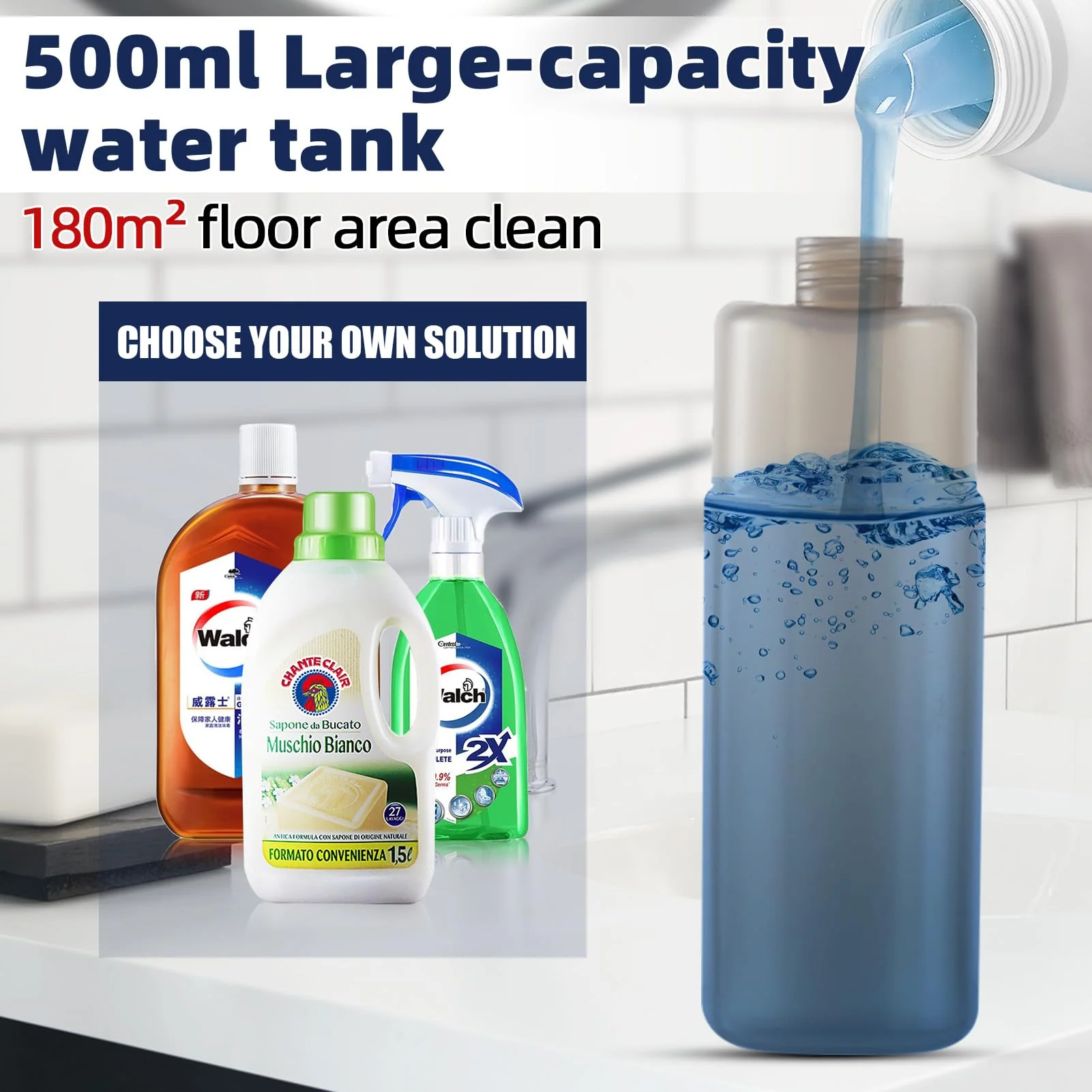 Bodenwischer mit Sprühfunktion,360 Grad Rotierender Sprühwischer mit 3 Waschbaren Mikrofaser Pads,500ML Wassertank,1*Mop-Halter,Wischmopp für Schnelle Reinigung Hartholz, Marmor, Laminat, Fliesen - Image 2