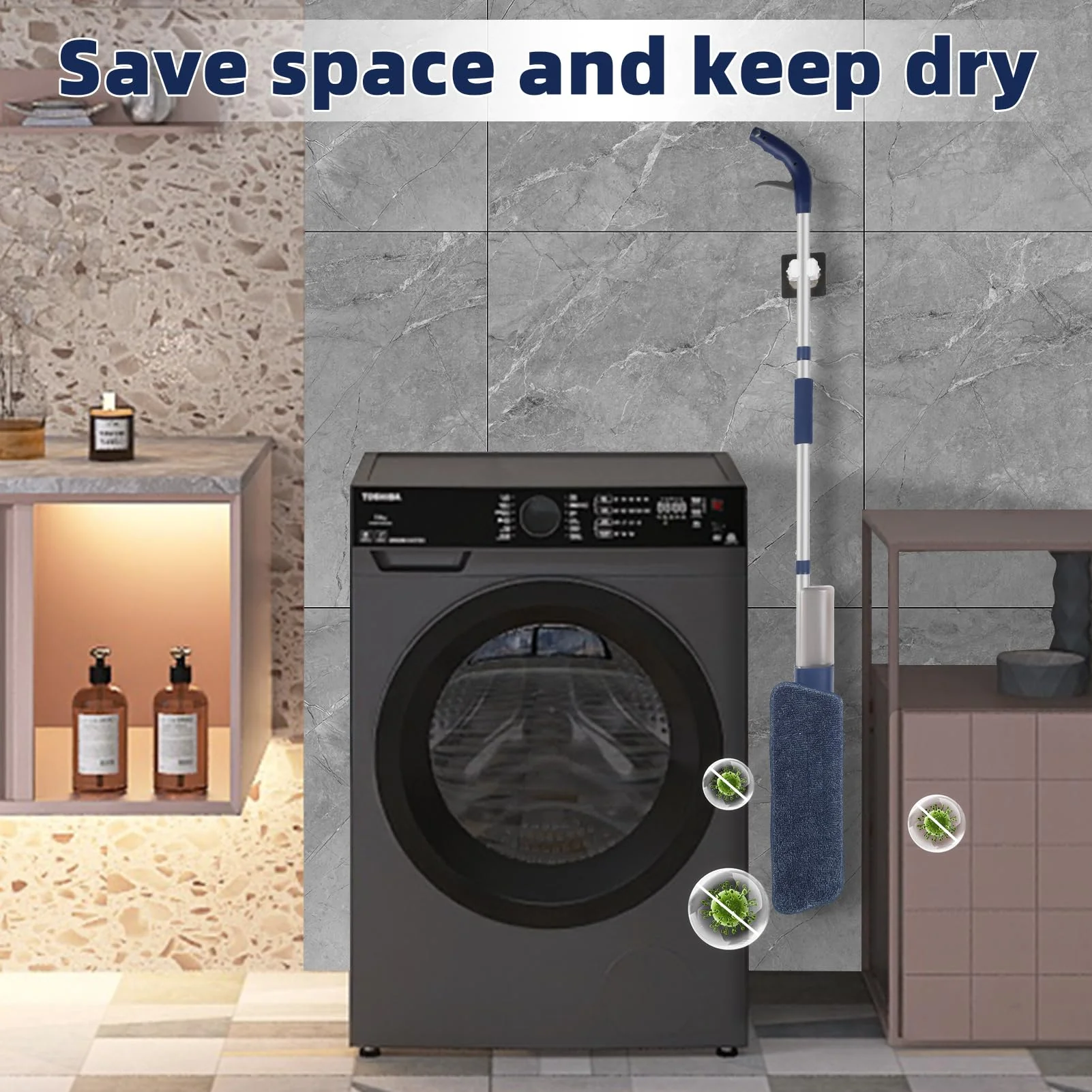 Bodenwischer mit Sprühfunktion,360 Grad Rotierender Sprühwischer mit 3 Waschbaren Mikrofaser Pads,500ML Wassertank,1*Mop-Halter,Wischmopp für Schnelle Reinigung Hartholz, Marmor, Laminat, Fliesen - Image 6