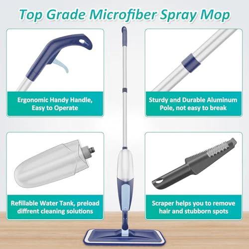 Bodenwischer mit Sprühfunktion, TRAV-ROUND Sprühwischer Bodenwischer Wischmopp mit wassertank Wischer mit Sprühfunktion Spray Mop für Schnelle Reinigung Hartholz, Marmor, Holz, Laminat, Fliesen - Image 7
