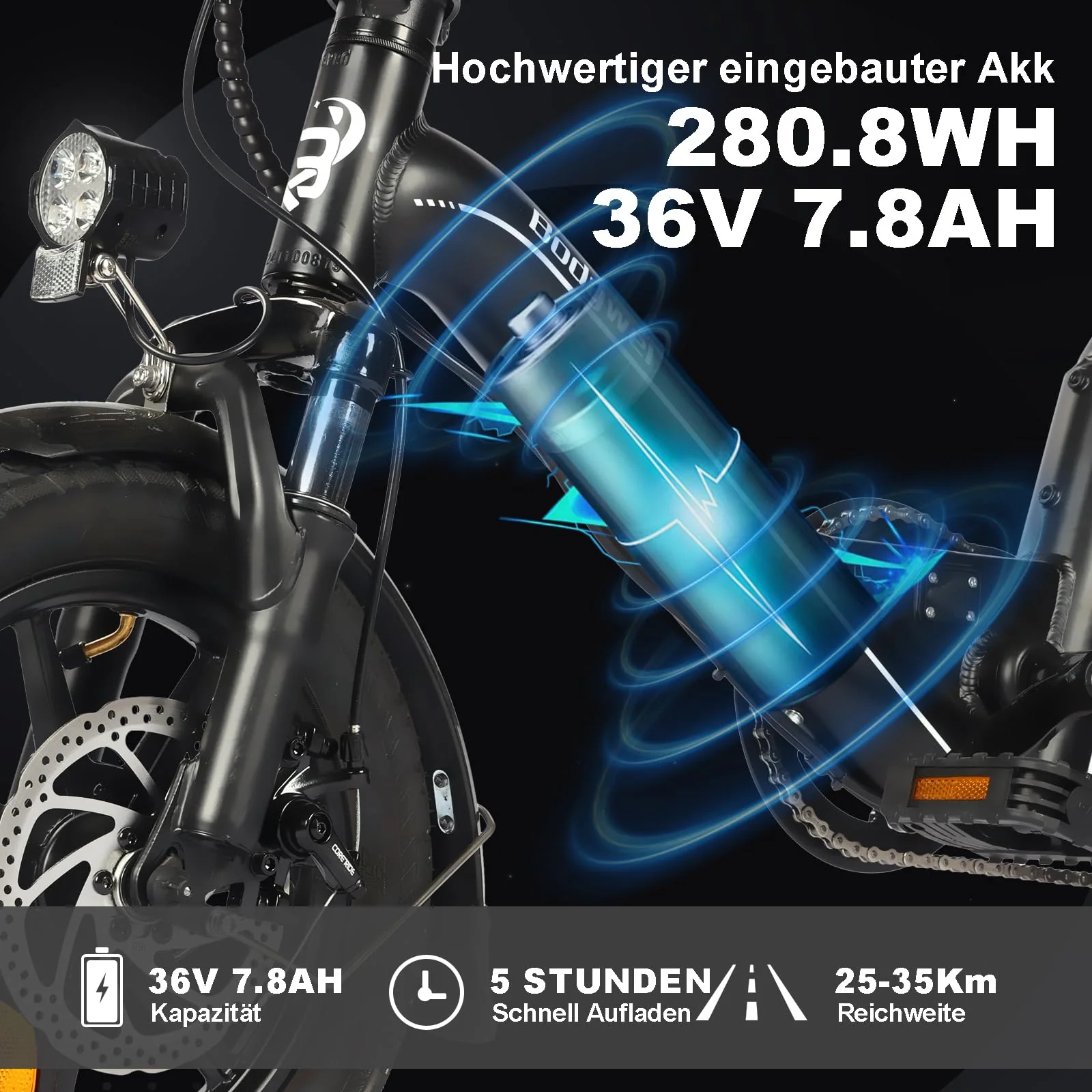 Bodywel T16PRO Mini E Bike 14 Zoll faltbar Elektrofahrrad 250W 36V/7.8Ah Akku mit APP Funk für Herren Damen,Reichweite Max 45 km (Schwarz+Rückpacktrager) - Image 9