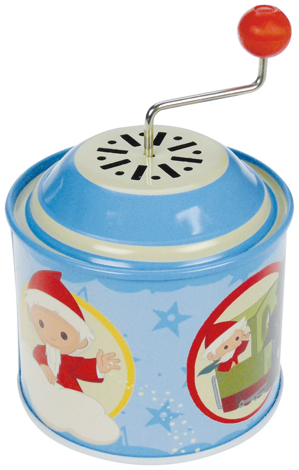 Bolz 52754 - Musikdrehdose Sandmännchen, ca. 7,5 x 10,5 cm, Blechdrehdose mit MelodieUnser Sandmännchen, Drehdose aus Metall, Drehorgel für Kinder ab 1 Jahr, Orgel mit Sandmann Motiv