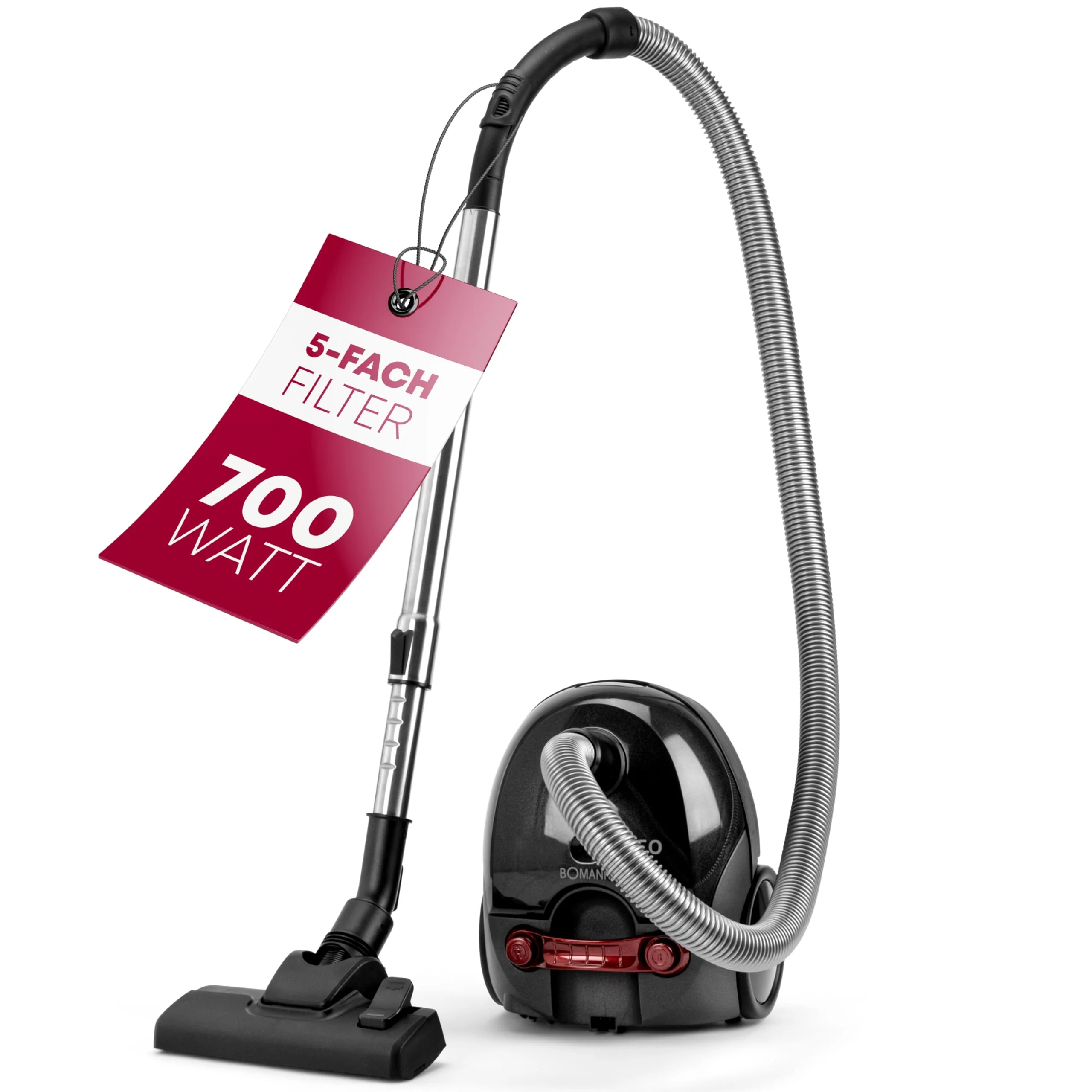 Bomann® Bodenstaubsauger mit energiesparenden 700 Watt | Staubsauger mit 5-Fach Mikrofiltersystem | Sauger mit Beutel | Umschaltbare Bodenbürste und Bürsten-/Fugendüse | BS 9019 CB N anthrazit - Image 5
