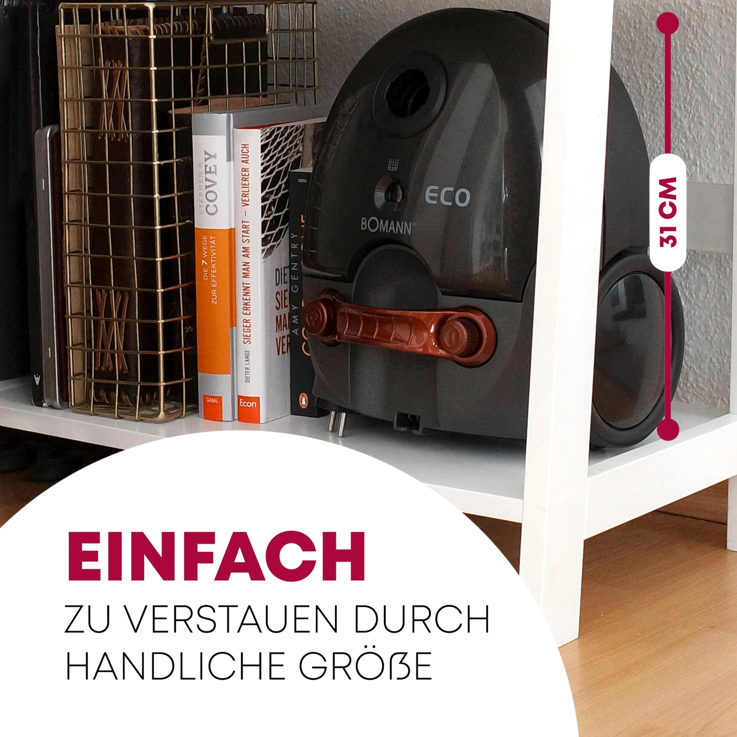 Bomann® Bodenstaubsauger mit energiesparenden 700 Watt | Staubsauger mit 5-Fach Mikrofiltersystem | Sauger mit Beutel | Umschaltbare Bodenbürste und Bürsten-/Fugendüse | BS 9019 CB N anthrazit - Image 8