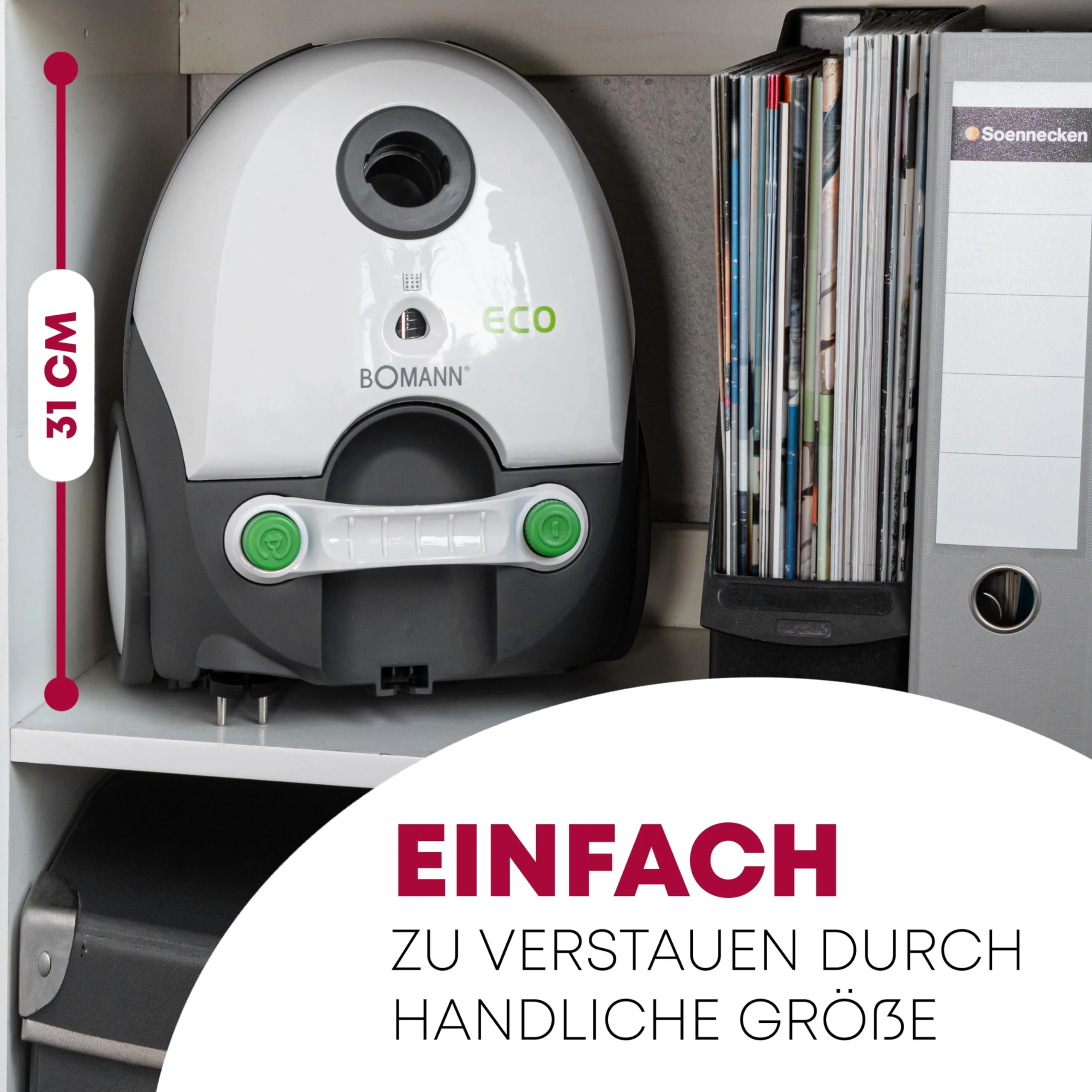 Bomann® Bodenstaubsauger mit energiesparenden 700 Watt | Staubsauger mit 5-Fach Mikrofiltersystem | Sauger mit Beutel | Umschaltbare Bodenbürste und Bürsten-/Fugendüse | BS 9019 CB N weiß - Image 3