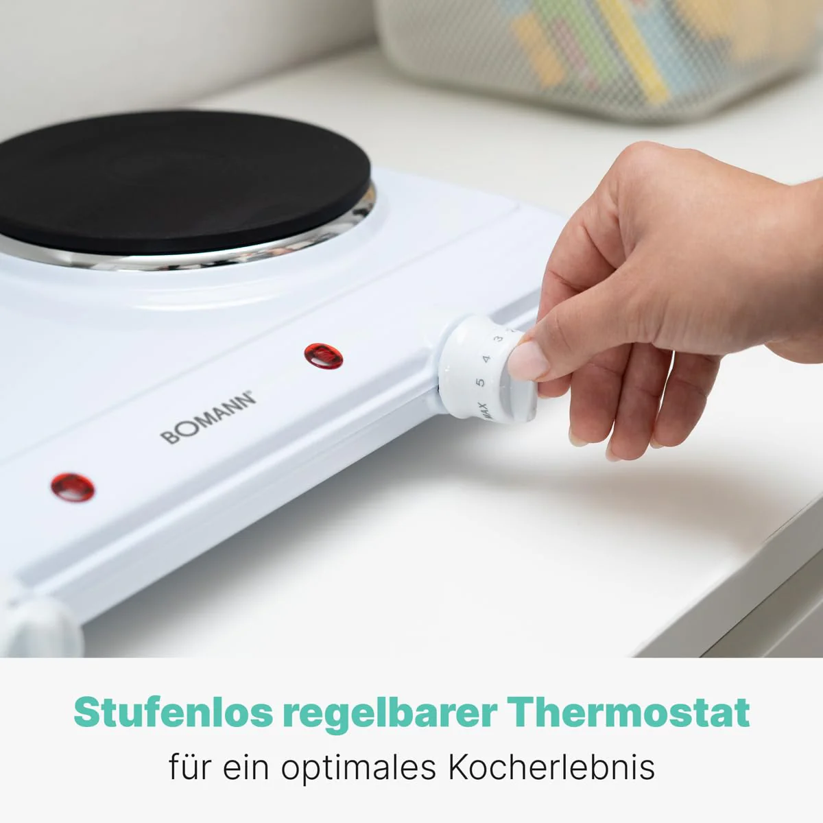 Bomann® Doppelkochplatte | Leistungsstarke Kochplatte mit stufenlos regelbaren Thermostaten | 2 Kochplatten | Cool-TouchGriffe | Doppelkochfeld mit 1500W/1000W | DKP 5028 CB - Image 5