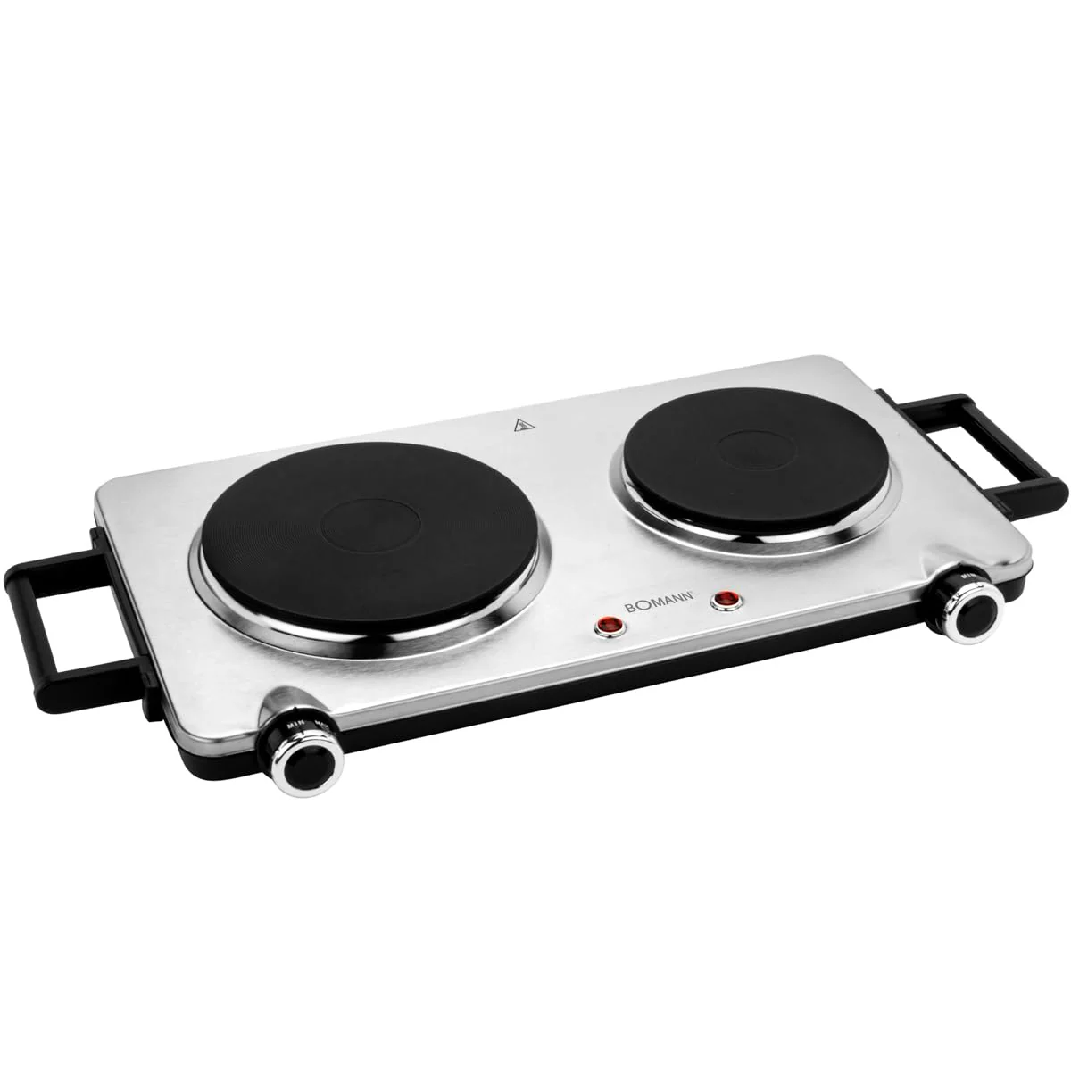 Bomann® Edelstahl-Doppelkochplatte | Kochplatte mit 2 Kochfeldern | 2500W | elektrische Herdplatte mit Cool Touch-Griffen | Kochfelder mit Überhitzungsschutz | DKP 5033 CB