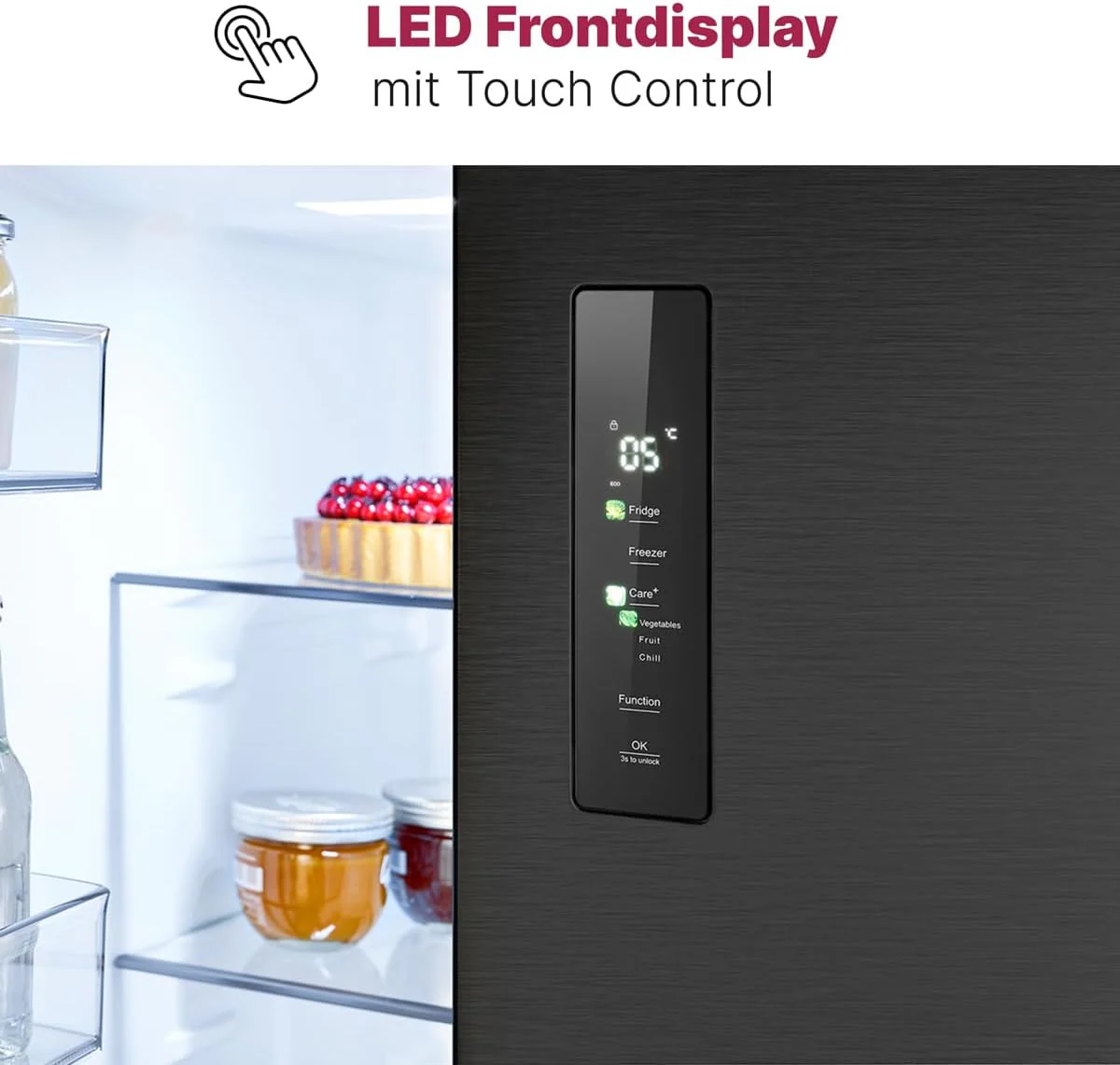 Bomann® French Door Kühlschrank No Frost | Kühl-Gefrier-Kombinationen mit Total No Frost | Kühlschrank mit Gefrierfach 400L | Side by Side Kühlschrank mit MultiAirflow-System | KG 7354 schwarz-inox - Image 9