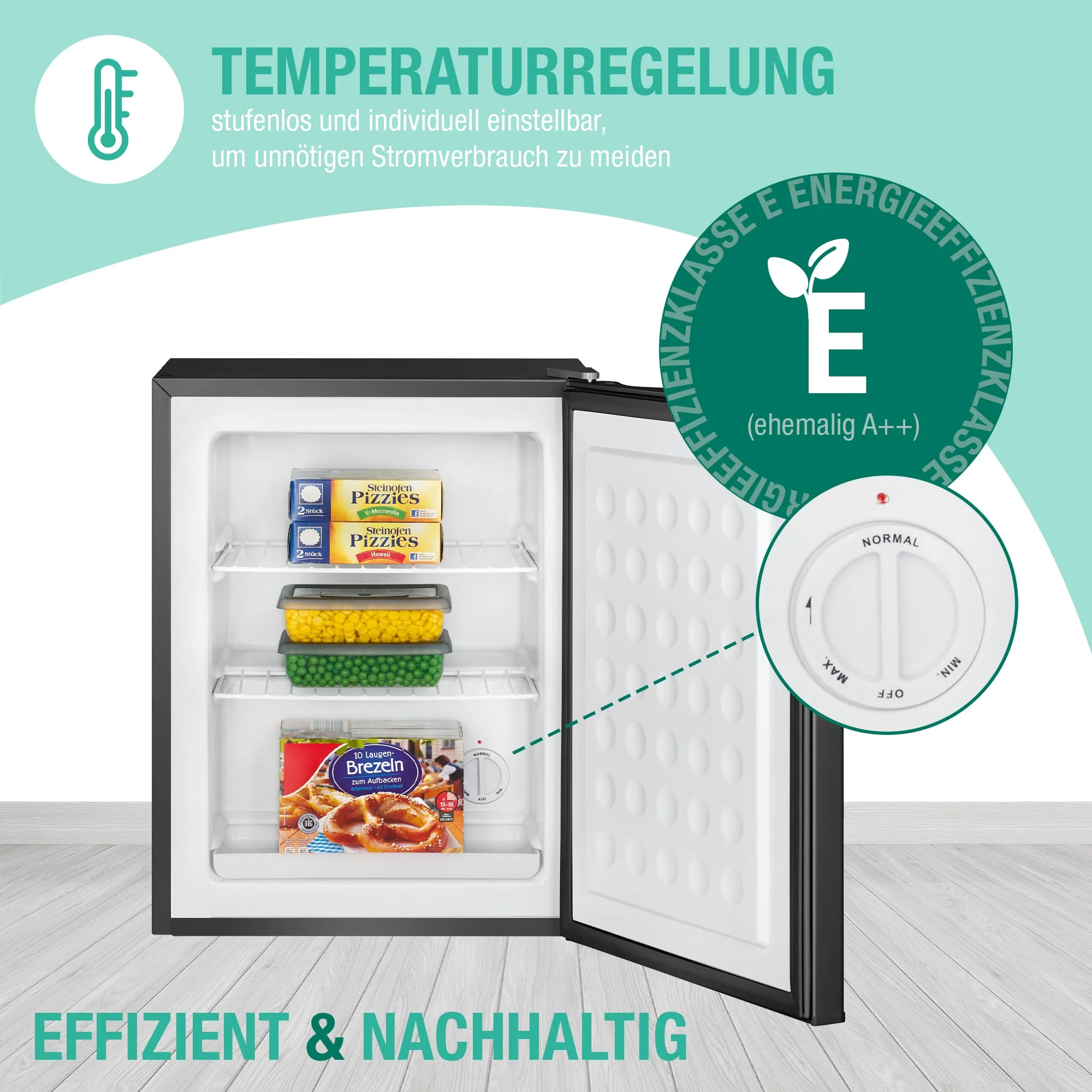 Bomann® Gefrierschrank klein mit 42L Nutzinhalt | Mini Gefrierschrank mit 2 herausnehmbaren Gitterablagen | Gefrierschrank mit wechselbarem Türanschlag & stufenloser Temperaturreglung |GB 7236 schwarz - Image 9