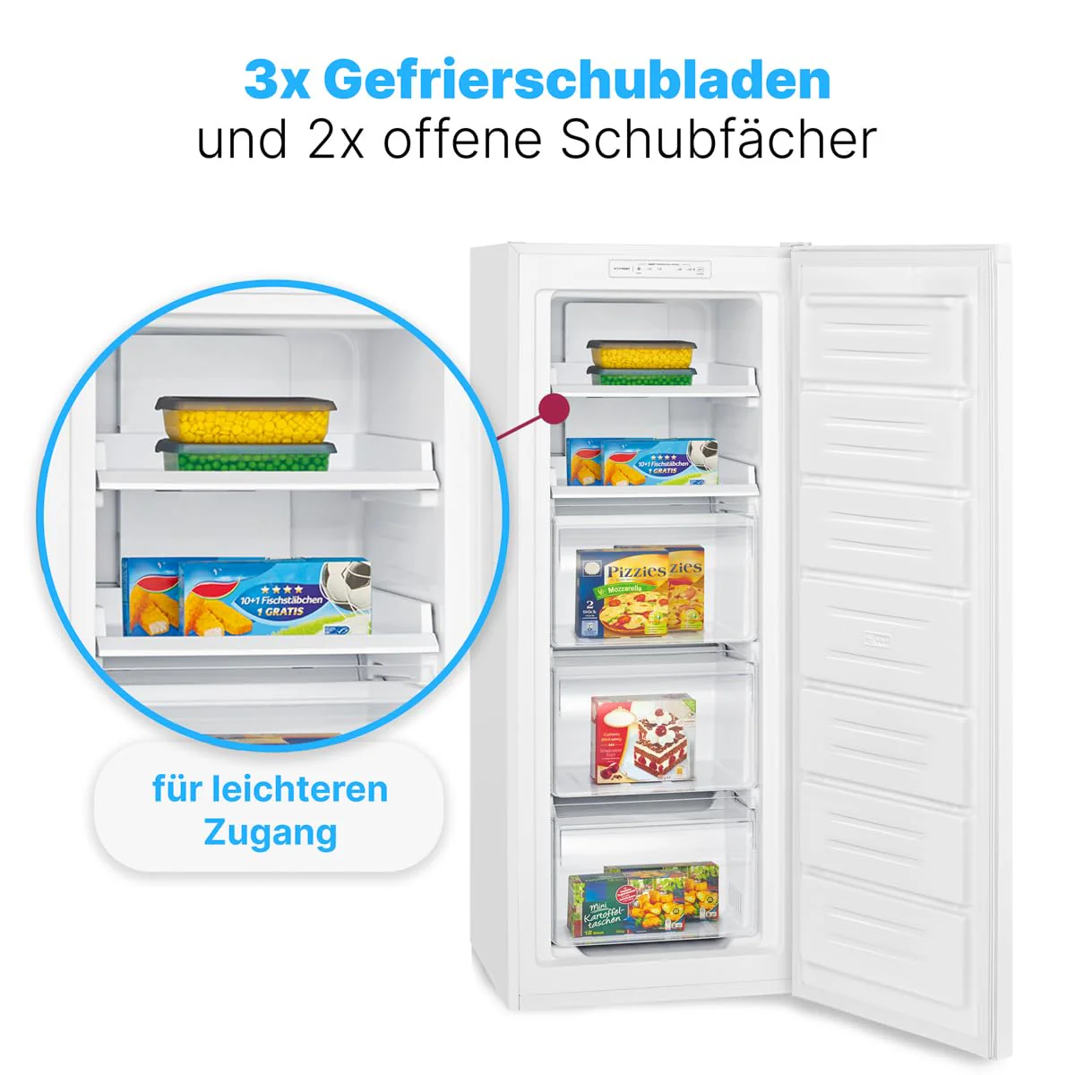 Bomann® Gefrierschrank Nofrost freistehender Tiefkühlschrank 161 L | Total No Frost - nie wieder abtauen - Schnellgefrierfunktion u. MultiAirflow-System | Türanschlag wechselbar | GS 7343 weiß - Image 3