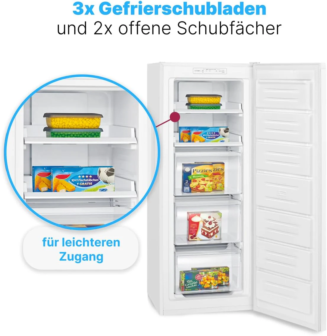 Bomann® Gefrierschrank Nofrost freistehender Tiefkühlschrank 161 L | Total No Frost - nie wieder abtauen - Schnellgefrierfunktion u. MultiAirflow-System | Türanschlag wechselbar | GS 7343 weiß - Image 4
