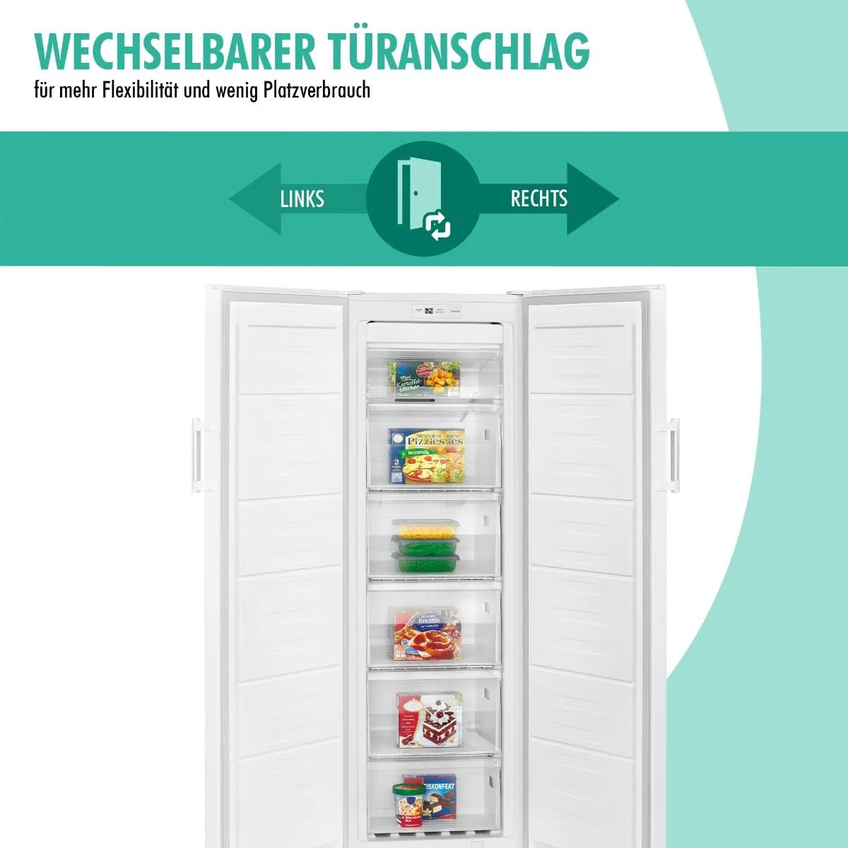 Bomann® Gefrierschrank Nofrost freistehender Tiefkühlschrank 194 Liter Nutzinhalt | No Frost - nie wieder abtauen - Schnellgefrierfunktion u. MultiAirflow-System | Türanschlag wechselbar | GS 7326.1 - Image 7