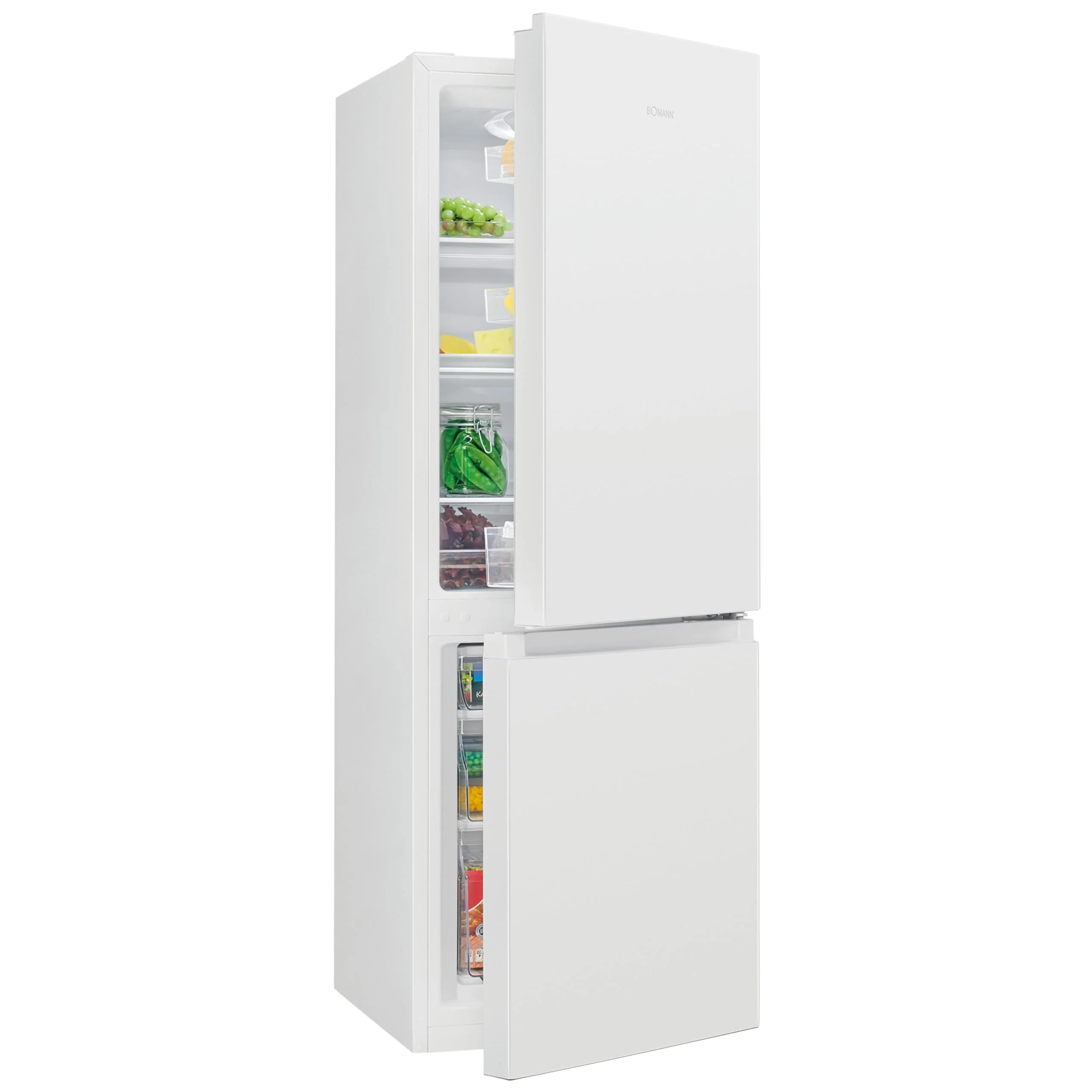 Bomann® Kühlschrank mit Gefrierfach 143cm hoch | Kühl Gefrierkombination 175L mit 3 Ablagen & 3 Schubladen | Türanschlag wechselbar | leise Kühlgefrierkombi 39db | Kühlschrank KG 320.2 weiß - Image 6