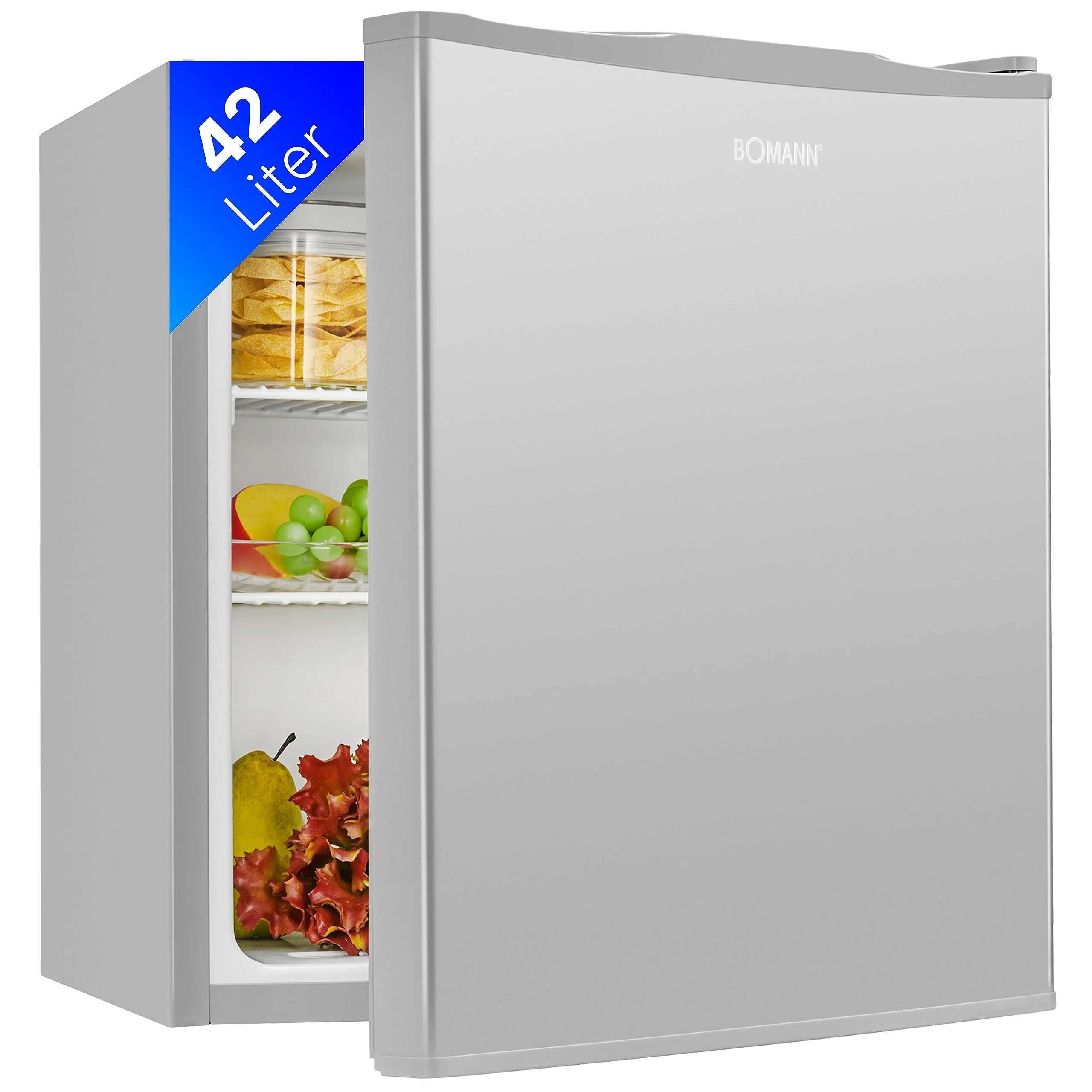 Bomann® Mini Kühlschrank 42 Liter | Getränkekühlschrank klein für Büro, Camping und Gaming | kleiner Kühlschrank leise 39 dB | Minibar mit wechselbarem Türanschlag | 51x45x45 cm | KB 7346 inox - Image 5