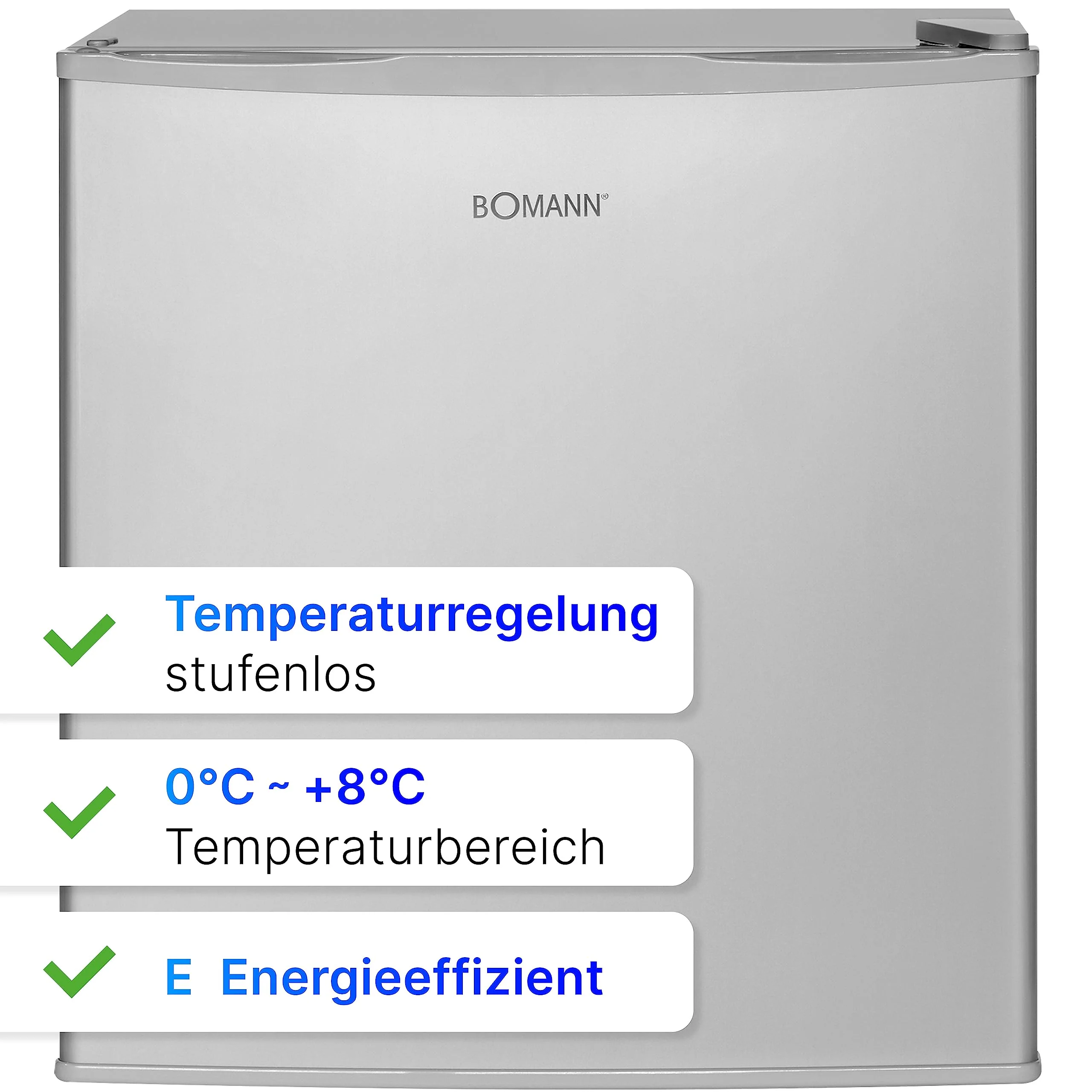 Bomann® Mini Kühlschrank 42 Liter | Getränkekühlschrank klein für Büro, Camping und Gaming | kleiner Kühlschrank leise 39 dB | Minibar mit wechselbarem Türanschlag | 51x45x45 cm | KB 7346 inox - Image 8
