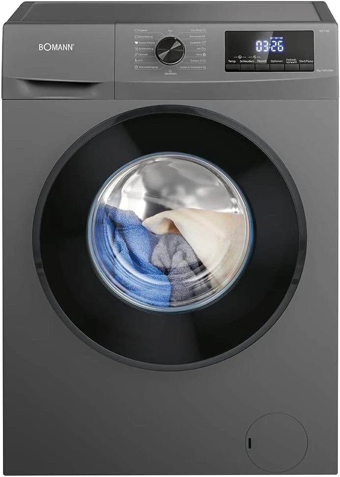 Bomann® Waschmaschine 8kg | max. 1400 U/min | 10 Jahre Motor-Garantie | robuster, leiser & langlebiger Invertermotor | 15 Waschprogramme | LED-Display | mit Dampffunkt. | WA 7185 Titan - Schwarz - Image 18