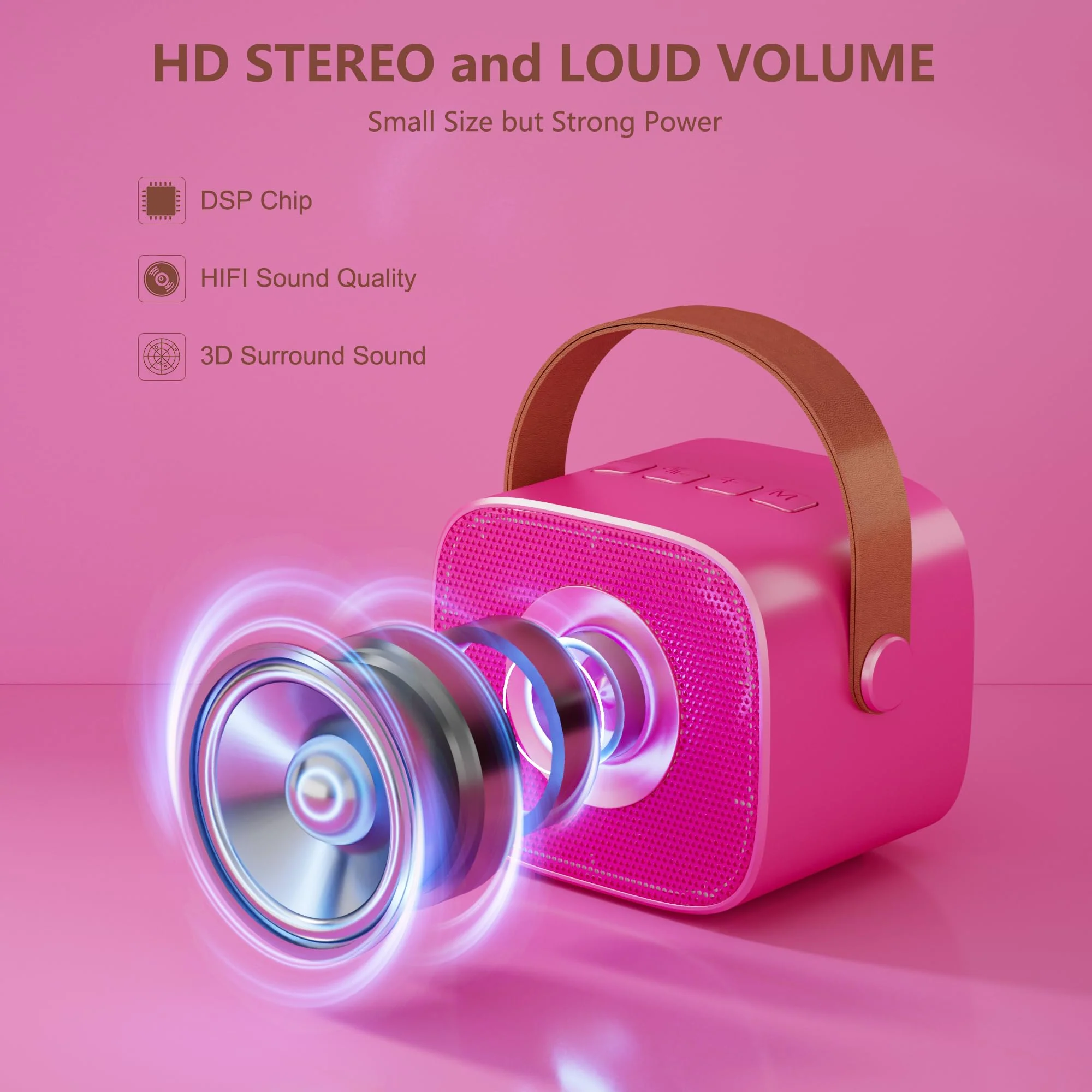 BONAOK Mikrofon Karaoke Spielzeug 2 Mikrofon, Bluetooth Karaokemaschinen für Kinder Erwachsene, Tragbarer Karaoke-Player Mikrofon zum Aufladen, Kinder Elektronisches Spielzeug (Rose) - Image 7