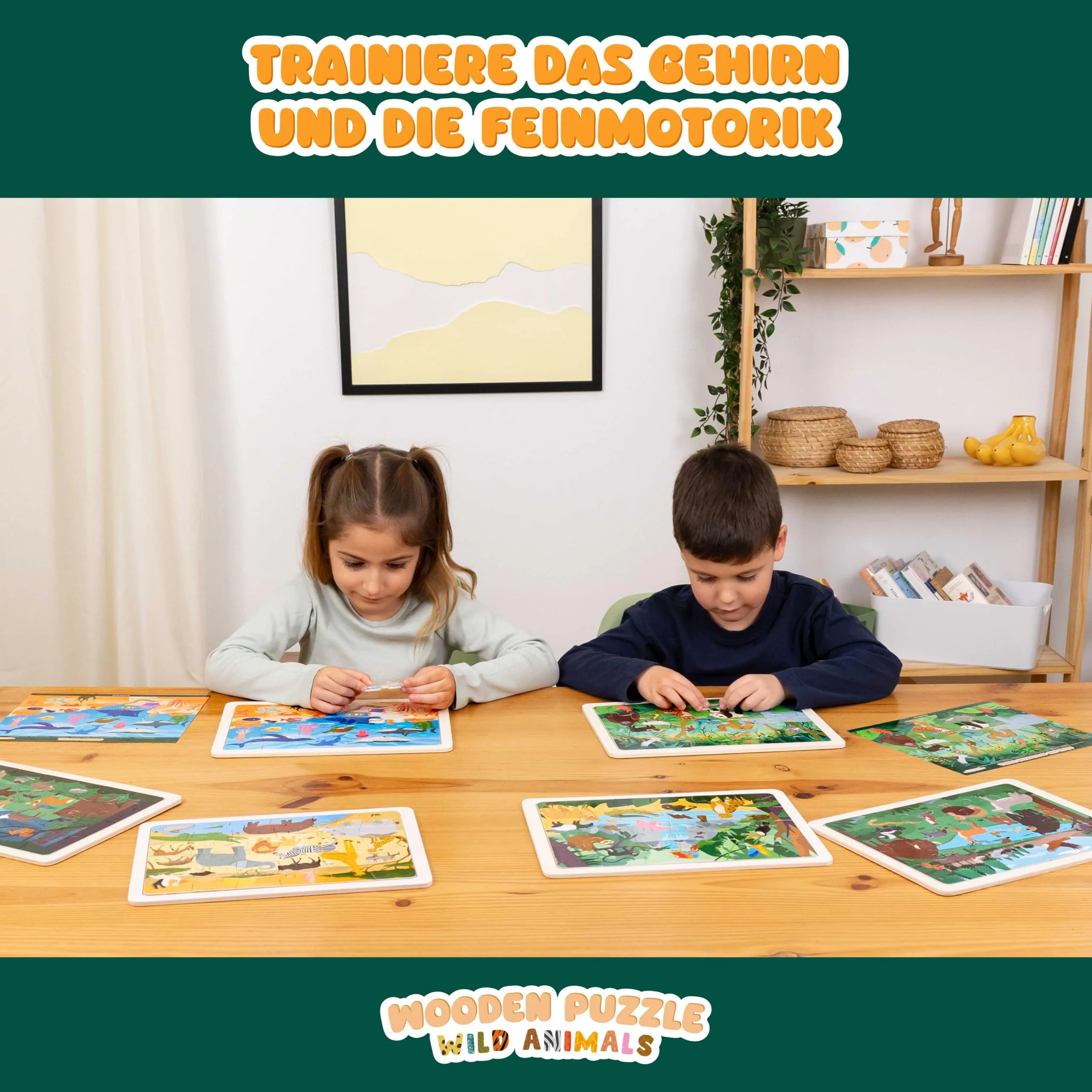 BONNYCO Holzpuzzle Kinder 6 Set 24 STK, Tieren aus Diversen Ökosystemen. Puzzle ab 3-8 Jahre, Lernspielzeug Jungen und Mädchen. Pädagogisches Geschenk für Kinder, Weihnachten - Image 3