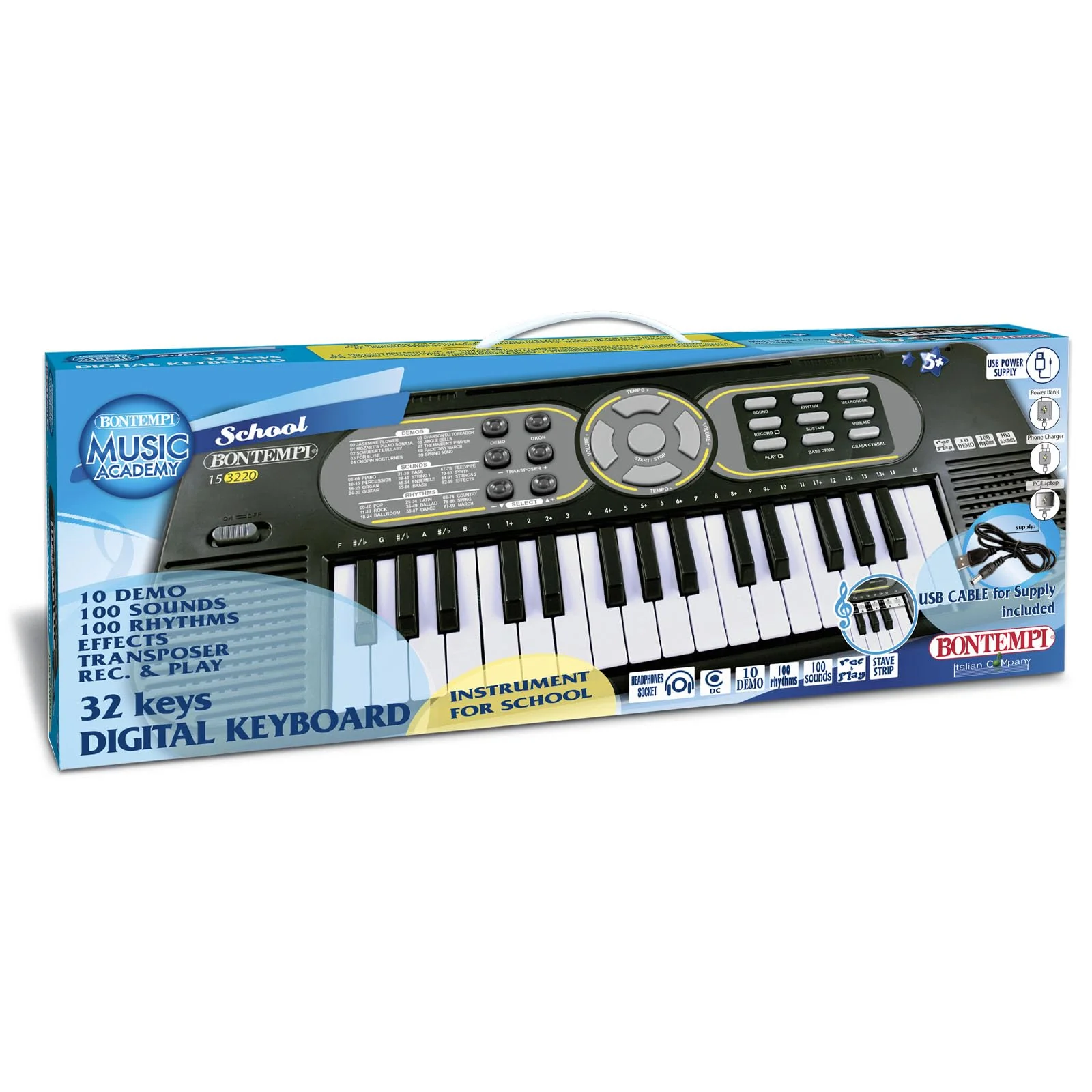 Bontempi | MiniKey - Portable 32-Tasten-Tastatur mit Mini Pitch und vielseitiger Power-Option, 430x160x50 mm - Image 2