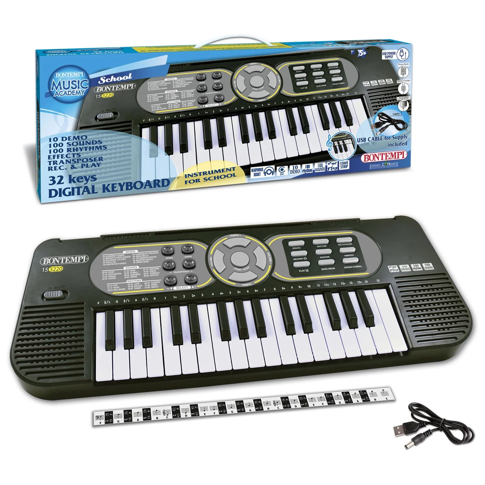 Bontempi | MiniKey - Portable 32-Tasten-Tastatur mit Mini Pitch und vielseitiger Power-Option, 430x160x50 mm - Image 3