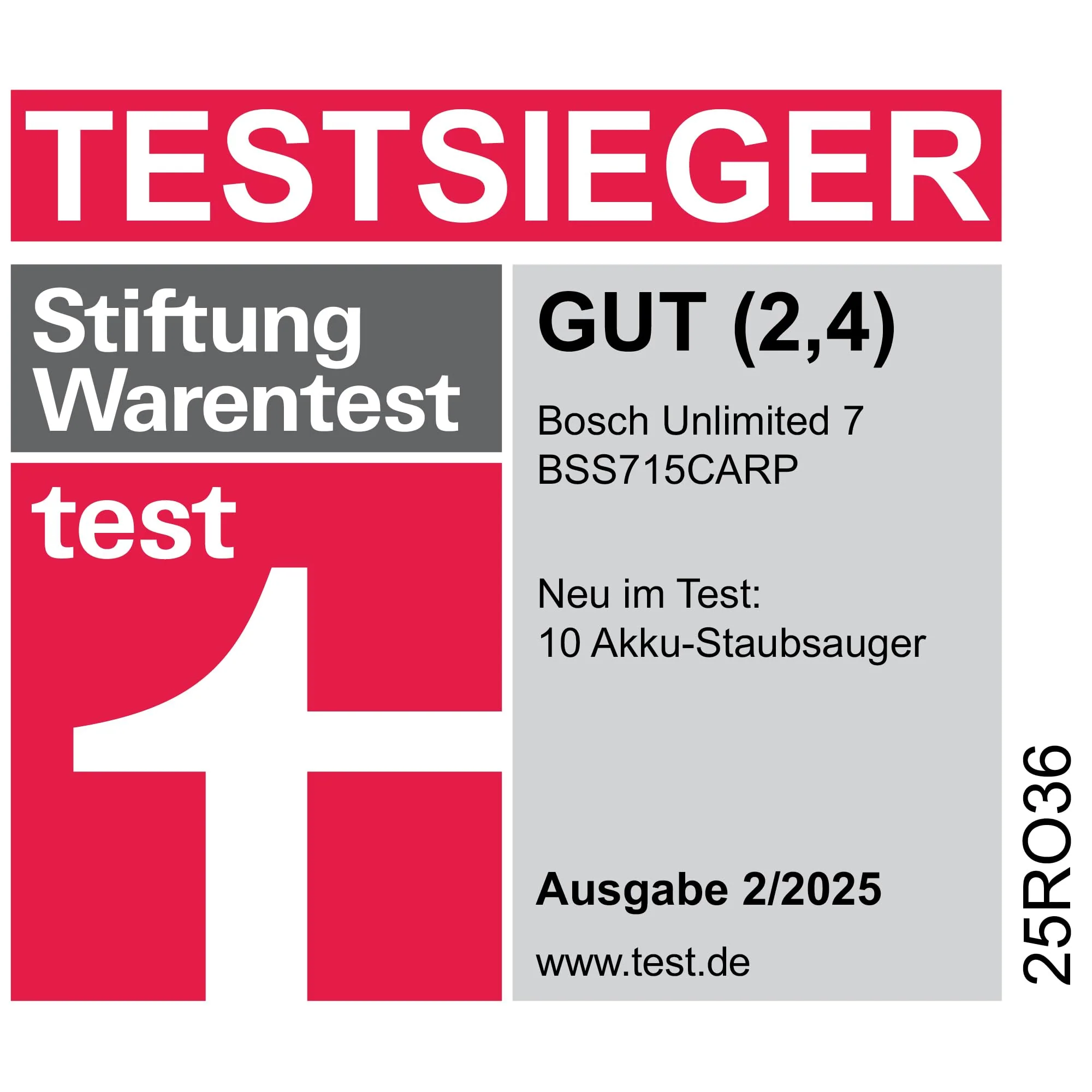 Bosch Akku-Staubsauger Unlimited 7 BSS715CARP, kabellos, Knickrohr, Hygiene-Filter, 10 Jahre Motorgarantie, 5.0 Ah Akku, Schnellladegerät, XXL-Polsterdüse, Turbostufe, Made in Germany, weiß - Image 3