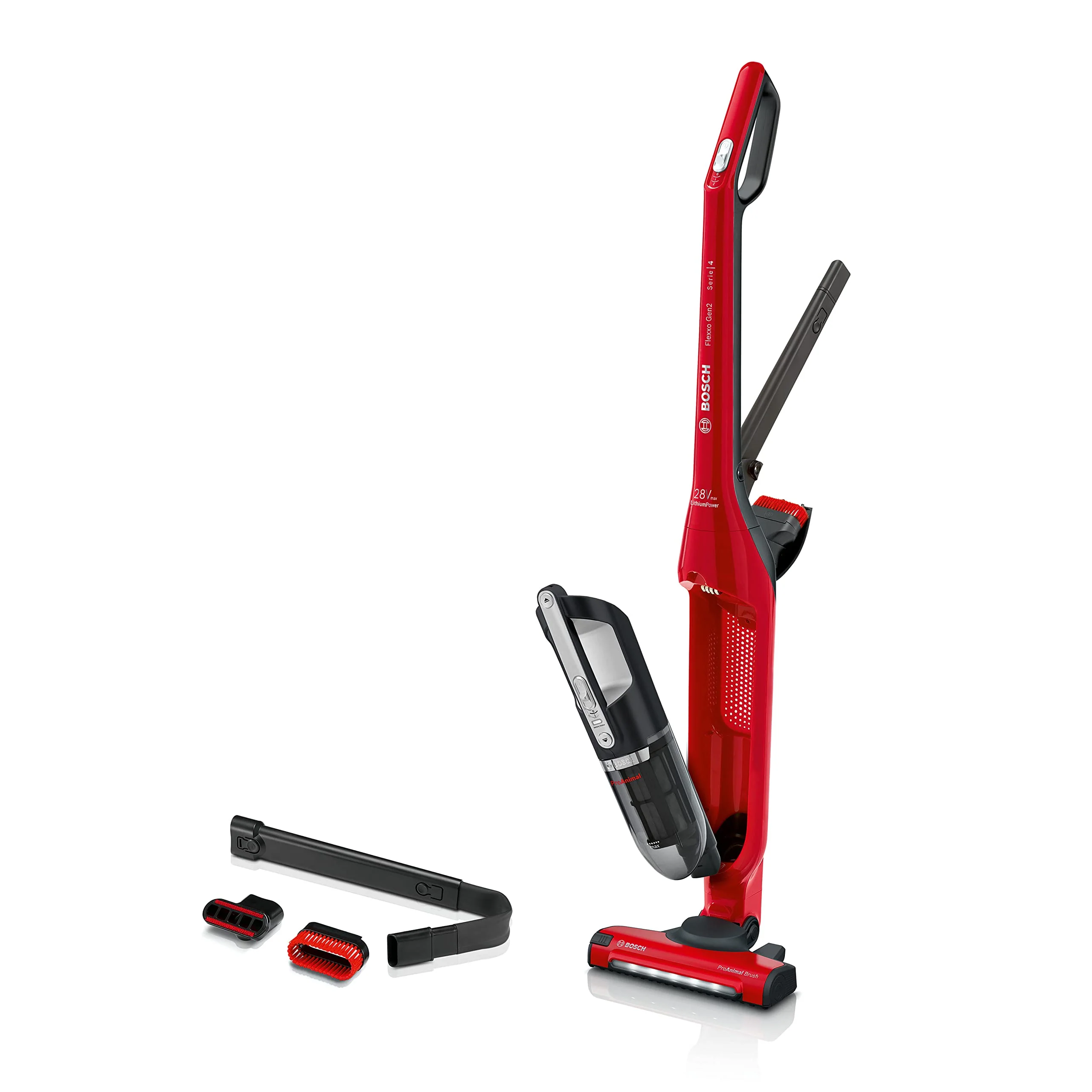 BOSCH BBH3ZOO28 Flexxo Zoo'o 2in1 Akku- und Multifunktions-Besensauger - 2 Geschwindigkeiten - 28 V - 55 Min. Laufzeit - Rot - Image 6