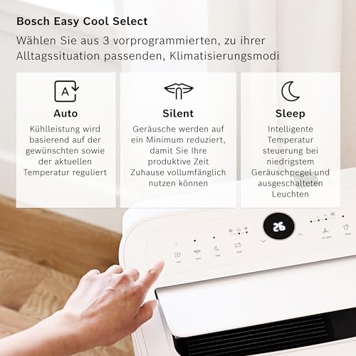 Bosch Cool 2000 Mobiles Klimagerät - 3-in-1 Klimaanlage, Luftentfeuchter, Ventilator - 2,6 kW für Räume bis zu 35m² - Mit Auto-Modus, Silent-Modus Sleep-Modus - Image 3