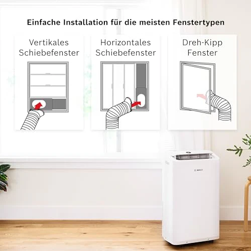 Bosch Cool 2000 Mobiles Klimagerät - 3-in-1 Klimaanlage, Luftentfeuchter, Ventilator - 2,6 kW für Räume bis zu 35m² - Mit Auto-Modus, Silent-Modus Sleep-Modus - Image 6